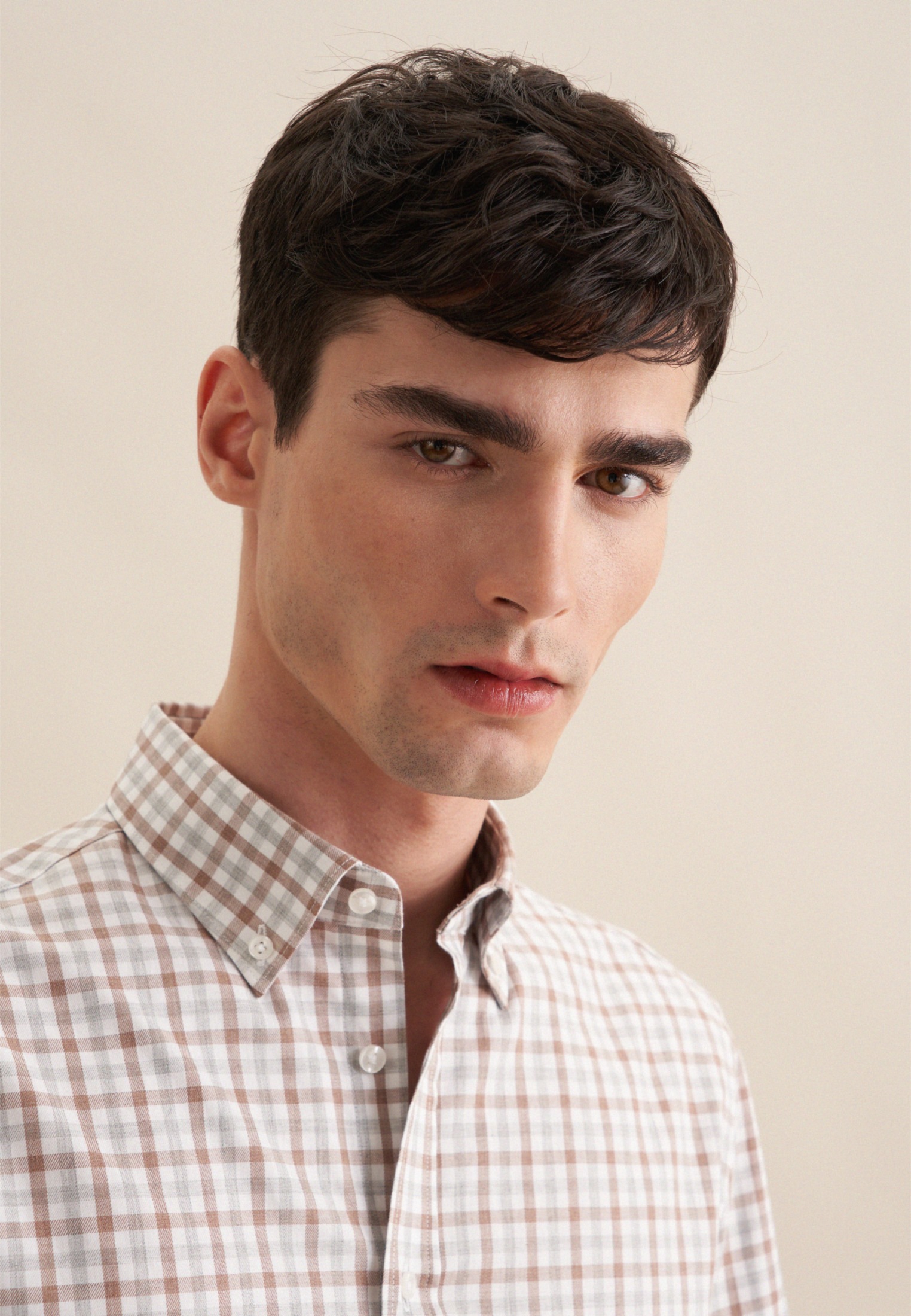 seidensticker Flanellhemd »Slim«, Slim Langarm Button-Down-Kragen Karo
