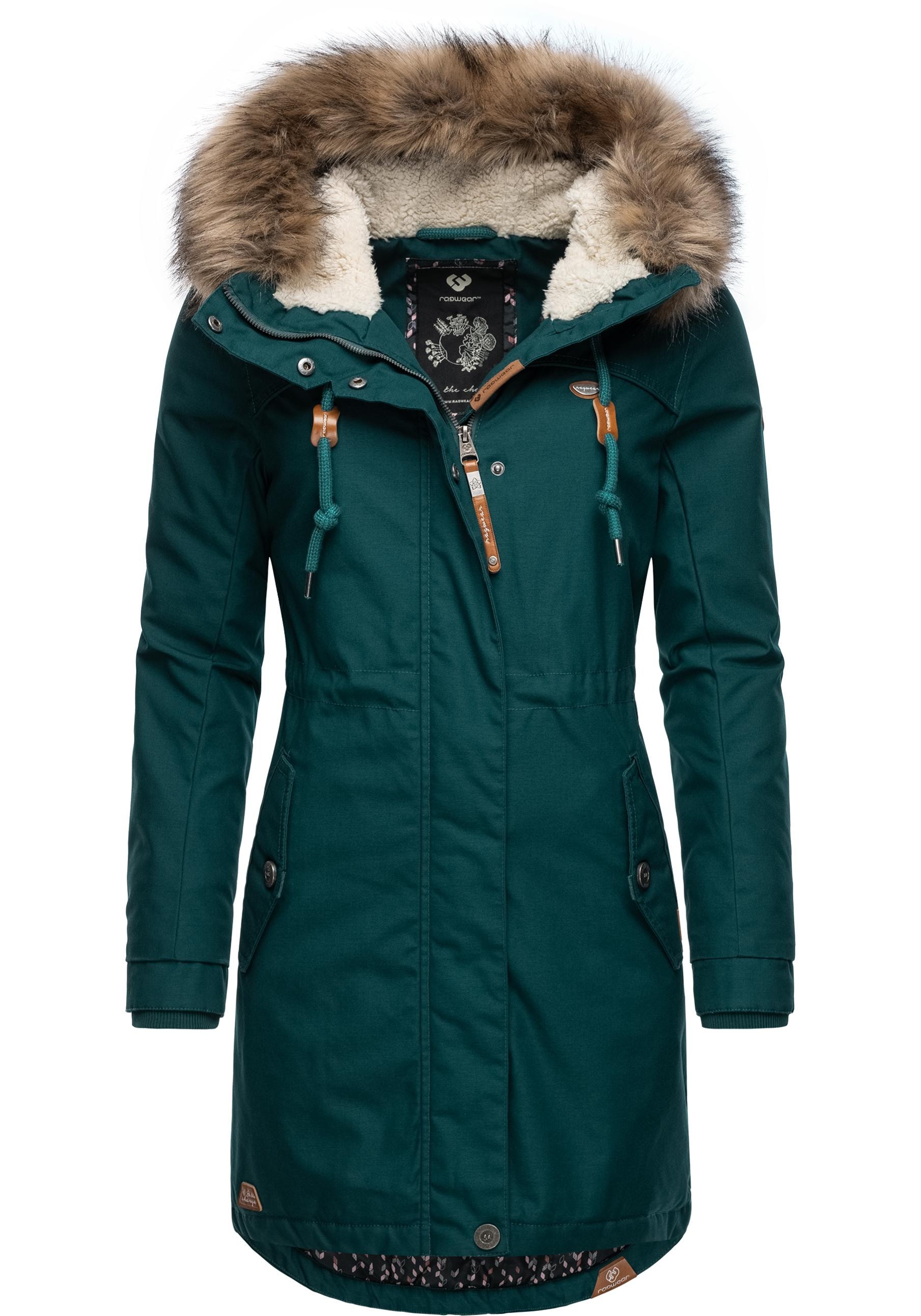 Ragwear Winterjacke "Tawny", mit Kapuze, stylischer Winterparka mit großer Kapuze und Kunstfellkragen