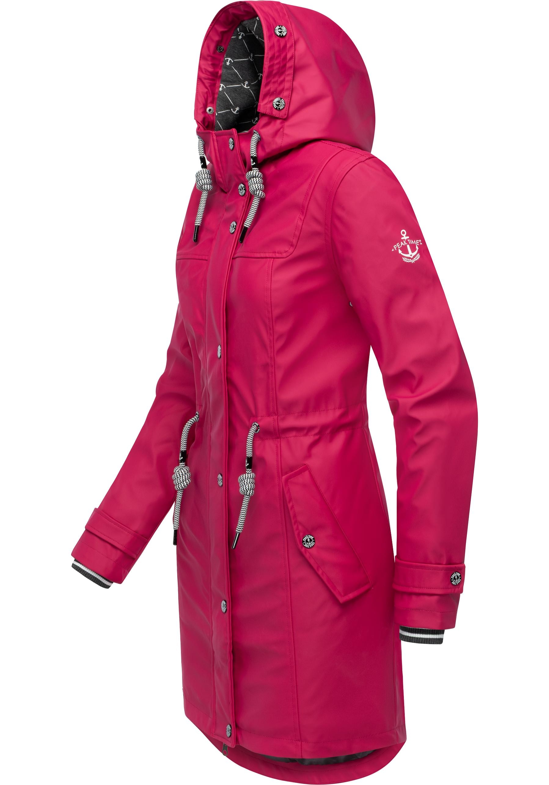 PEAK TIME Regenjacke »L60042«, mit Kapuze, stylisch taillierter Regenmantel für Damen