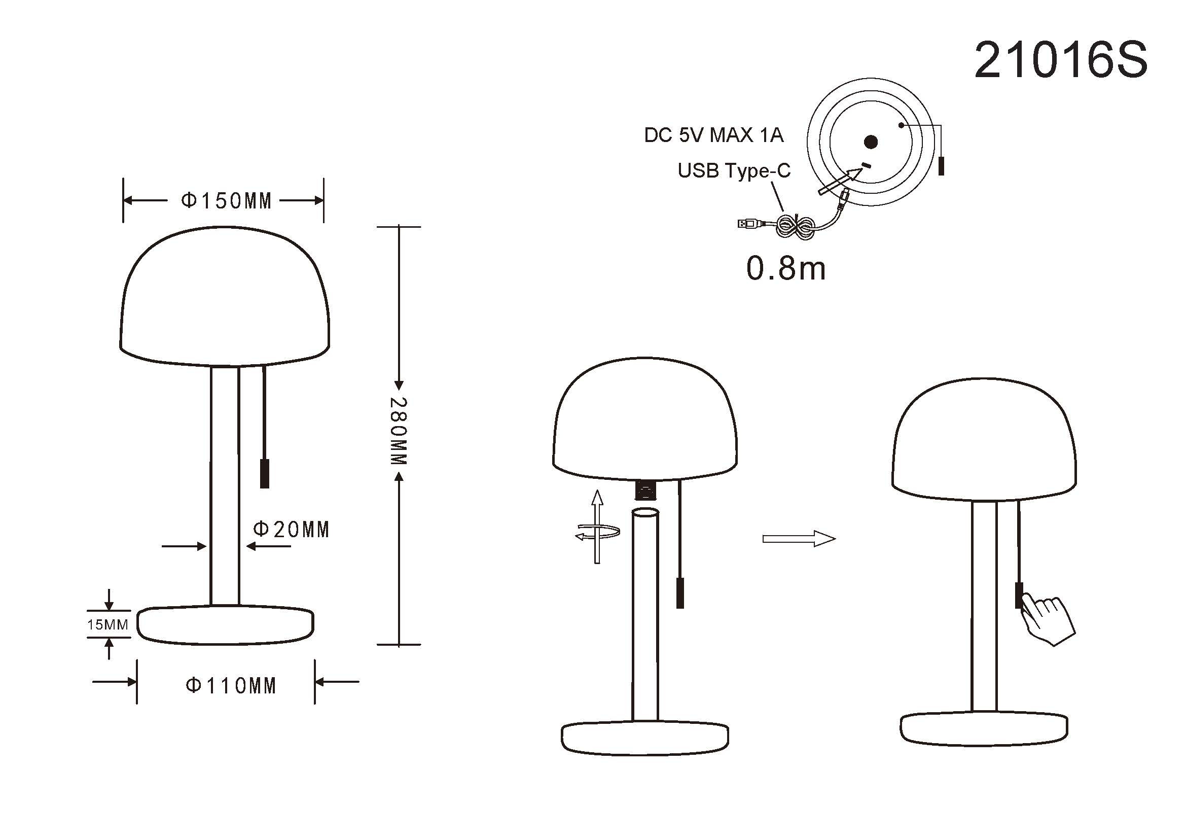 GLOBO LIGHTING LED Tischleuchte »NORMAN«, LED fest integriert, CCT-Funktion von warmen 3000 K bis kühleren 6000 K