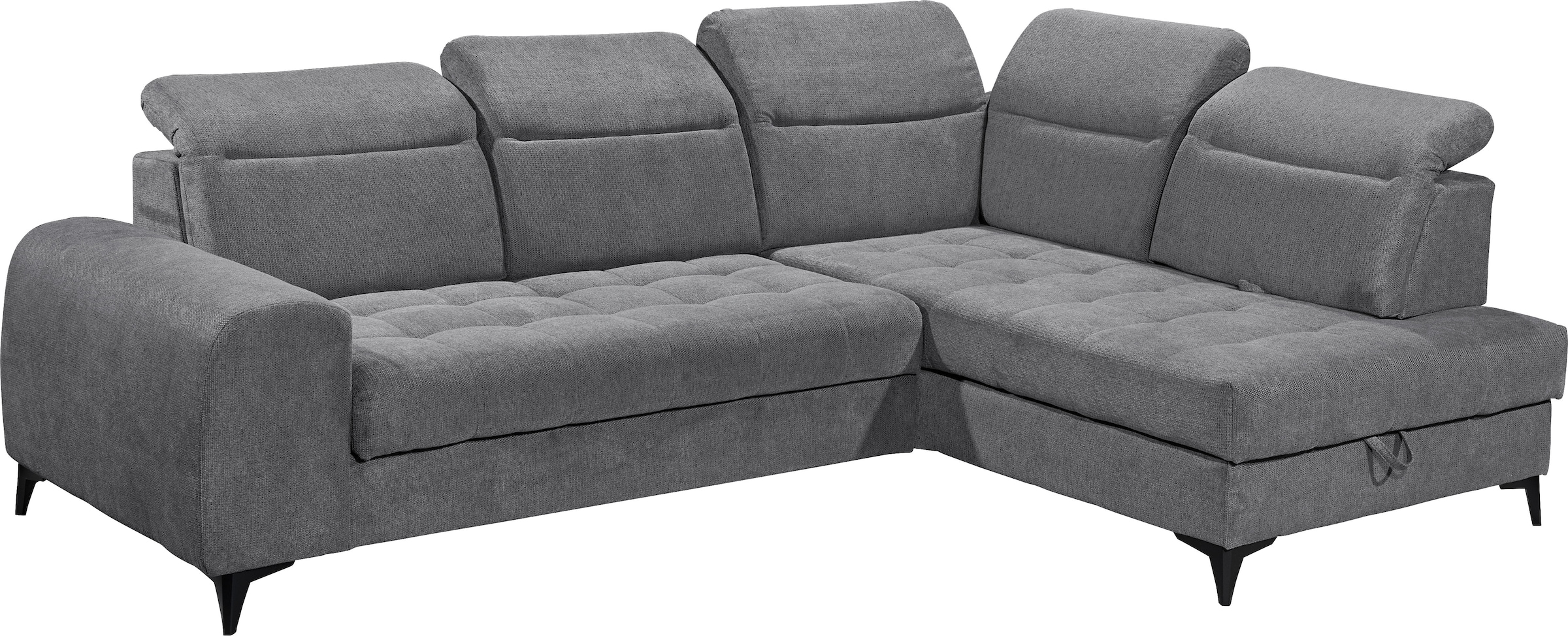 ED EXCITING DESIGN Ecksofa »Rockdale L-Form mit Bettfunktion, Bettkasten«, Kopfteilverstellung, Sitztiefenverstellung & USB-Port