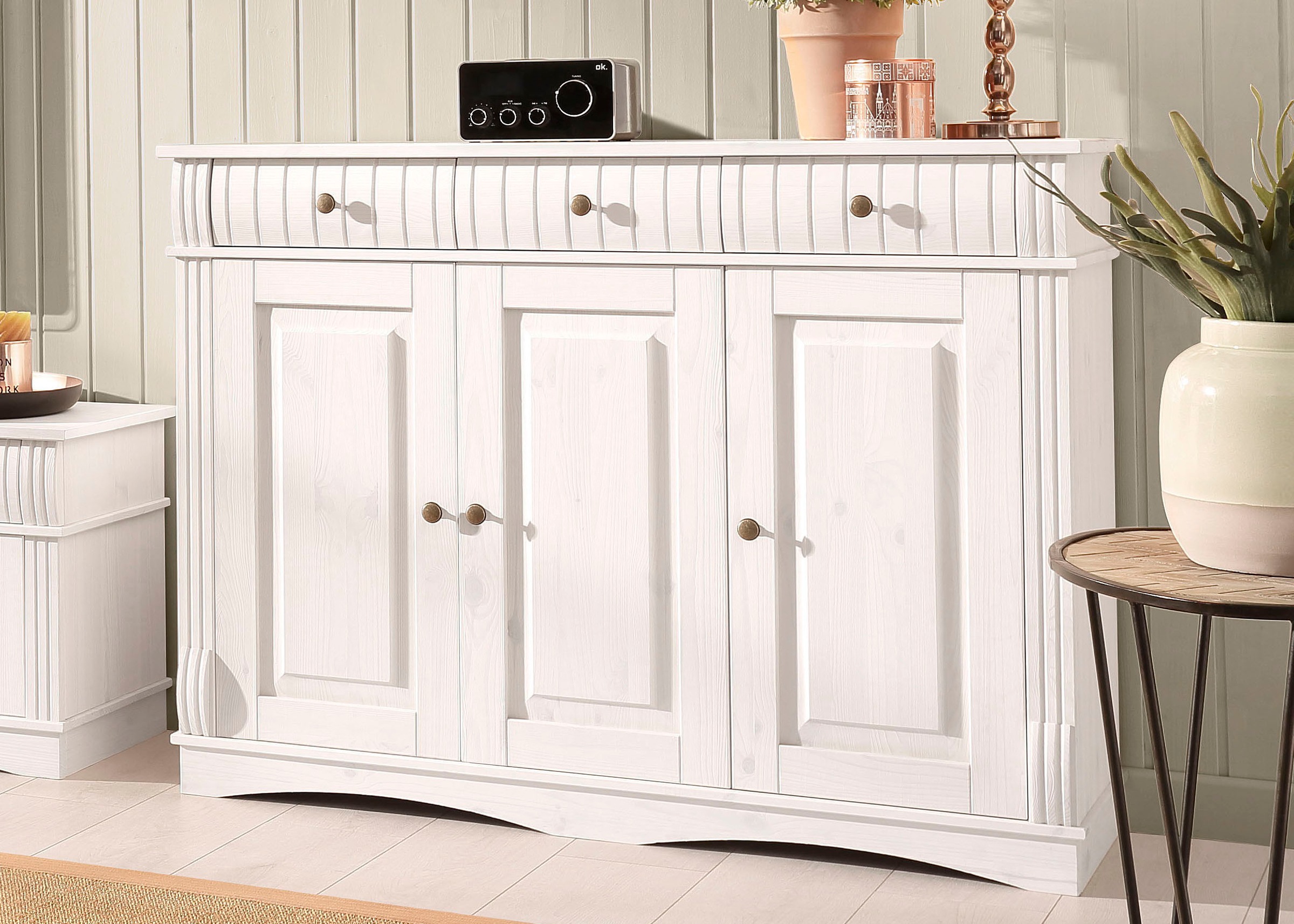 Home affaire Sideboard "Teresa", Kommode, 3-türig, Breite 119 cm, aus massi günstig online kaufen