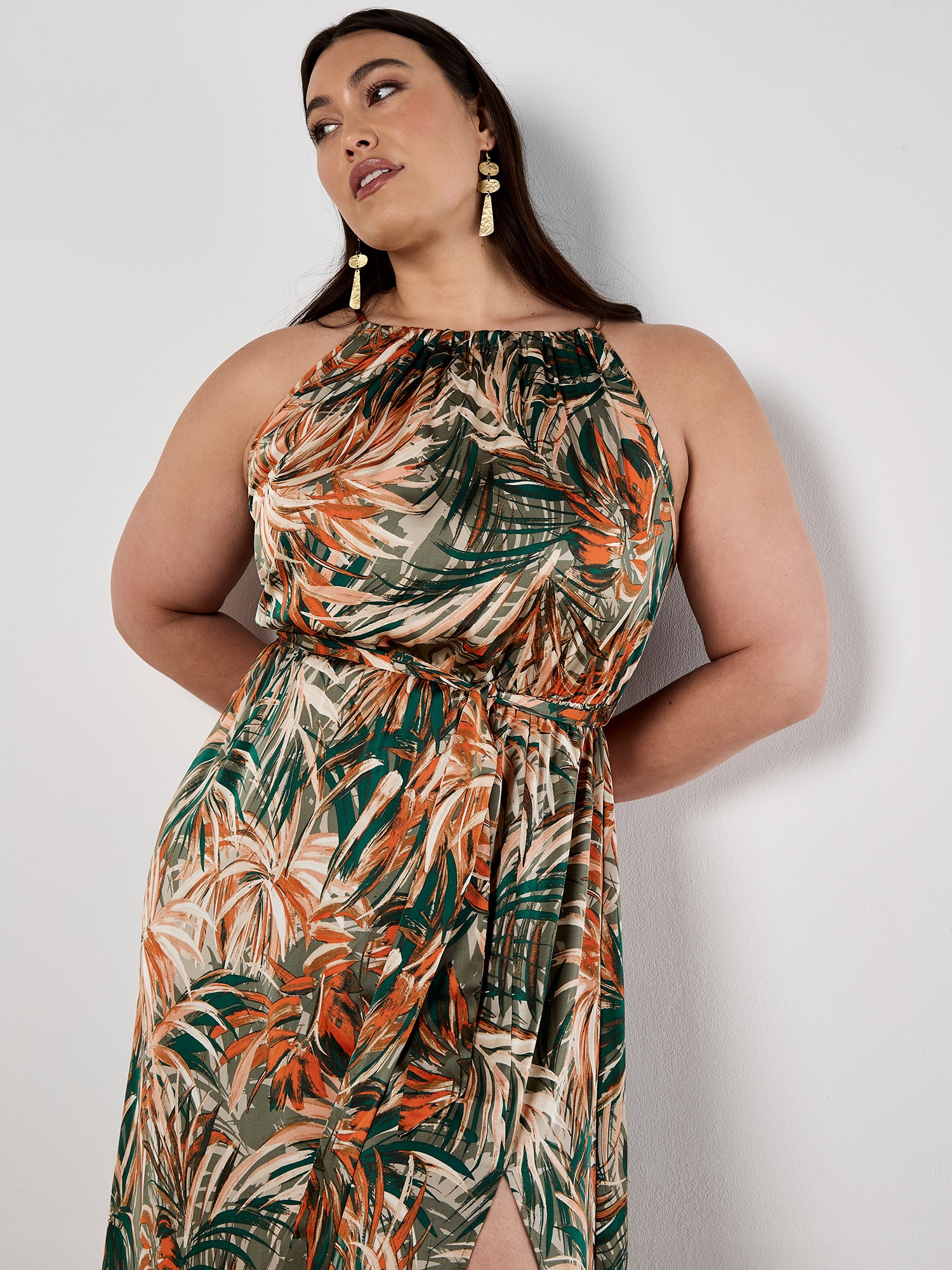 Apricot Maxikleid »Tropisches Midikleid« mit Bindeband, 2 tlg. mit Bindeband
