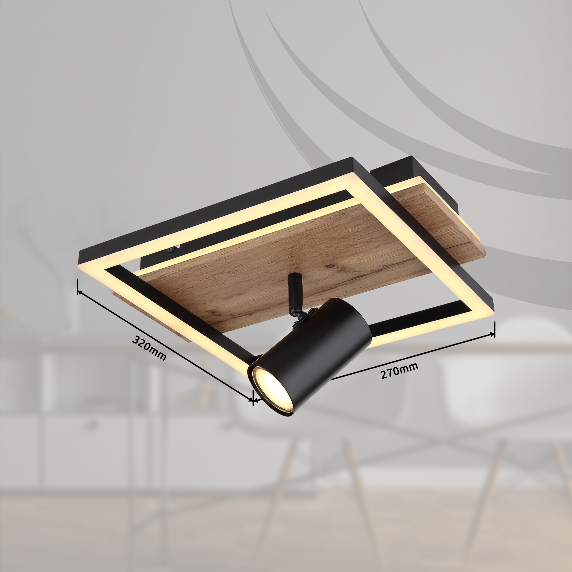 GLOBO LIGHTING LED Deckenleuchte »KASSU«, Leuchtmittel LED-Modul | LED fest integriert, Deckenlampe/Wohnzimmer/Schlafzimmer/modern/Holz