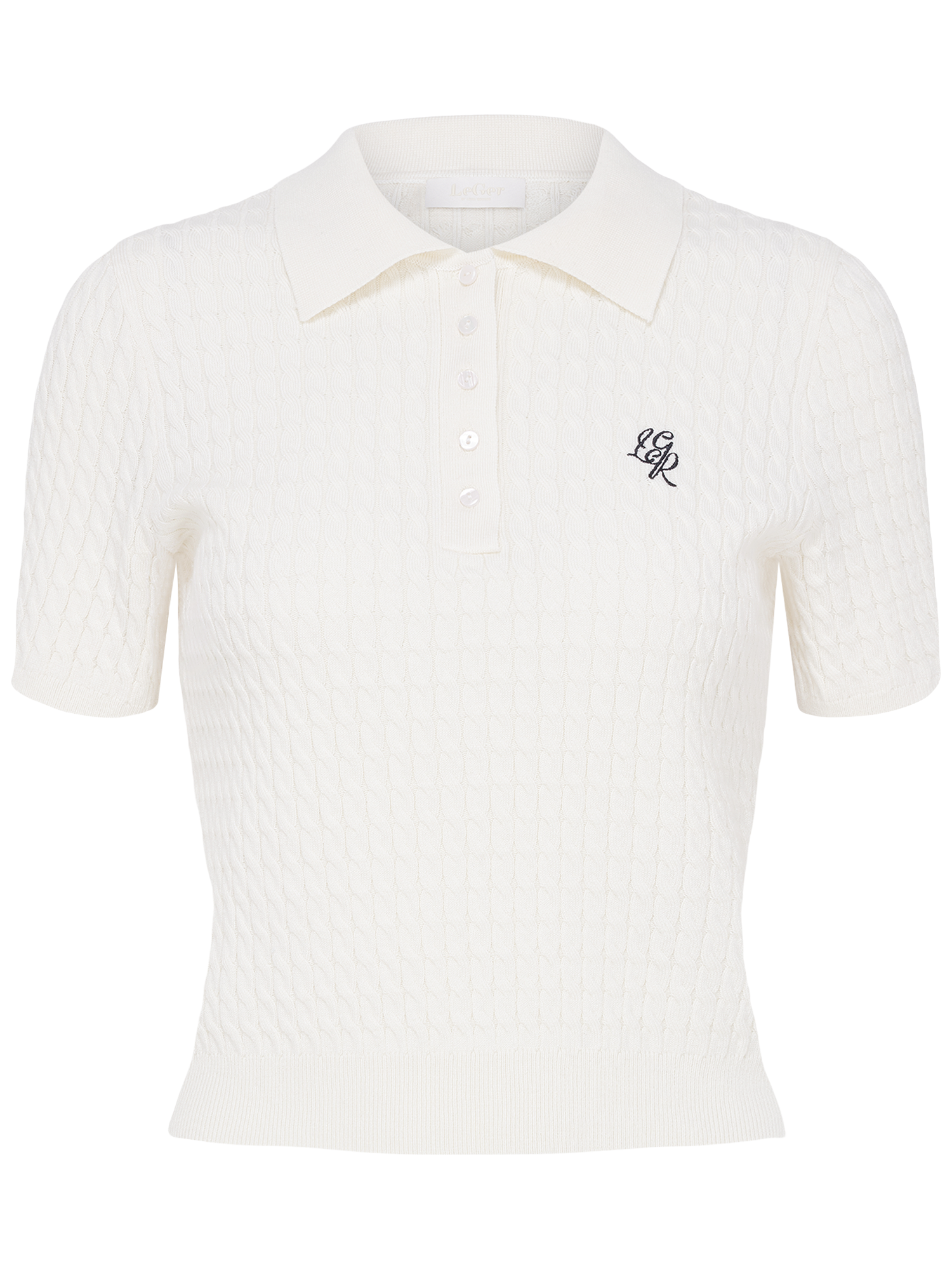 LeGer Poloshirt »Manolja, LeGer by Lena Gercke« mit Zopfmuster, Logostickerei