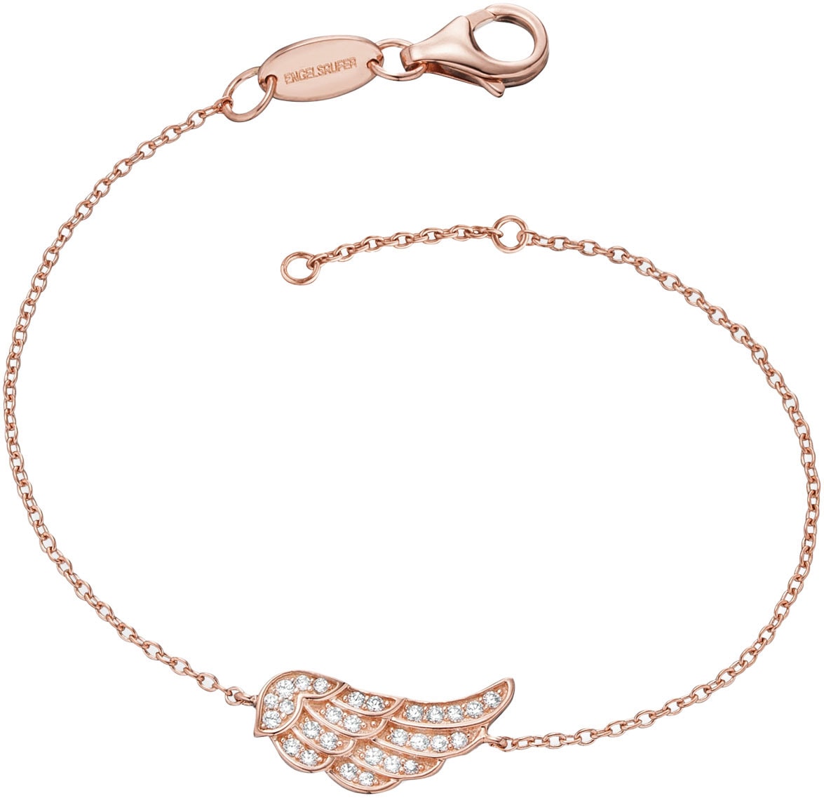 ENGELSRUFER Damen Armband "Little magic FLÜGEL", 19cm, Silber 925 (Sterlingsilber), rosa, Silber 925 (Sterlingsilber), Armbänder, mit Zirkonia