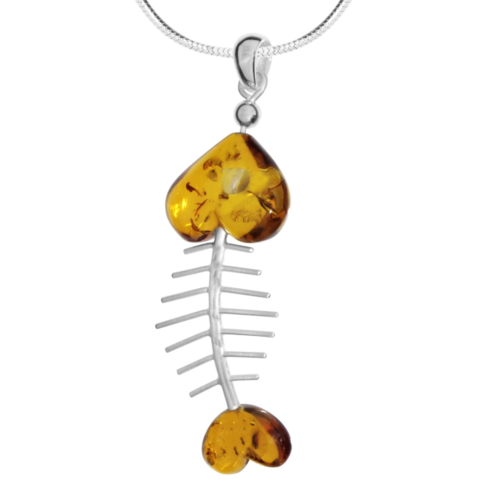 Kette mit Anhänger OSTSEE-SCHMUCK "- Fisch 60 mm - Silber 925/000 - Bernstein" Gr. 70, silber (silber 925, silberfarben, weiß), Schmuck_Sets, Damen, 70, Silber 925 (Sterlingsilber)