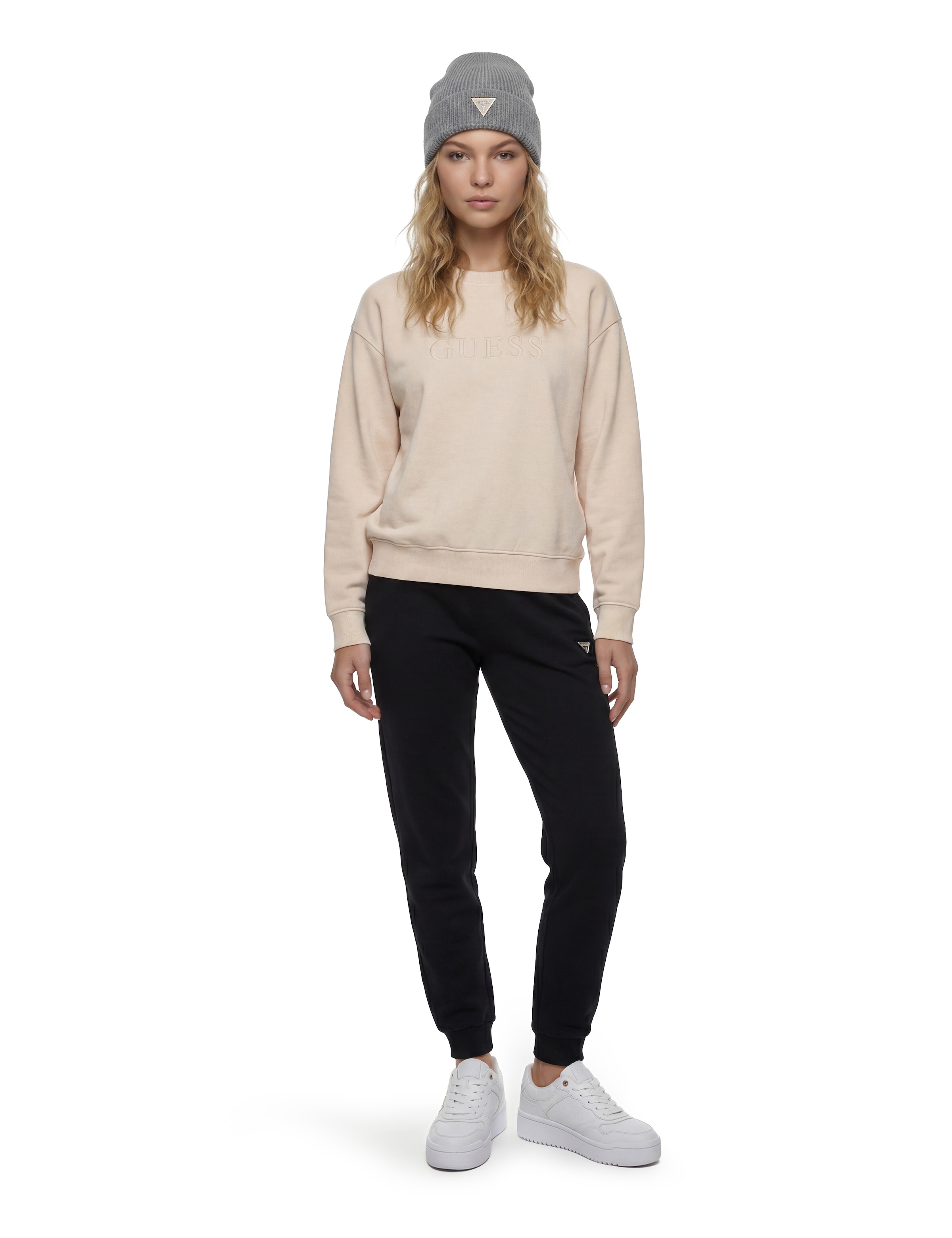 Guess Jogginghose »OLYMPE LONG PANTS«  in Scuba-Qualität, Logo-Patch