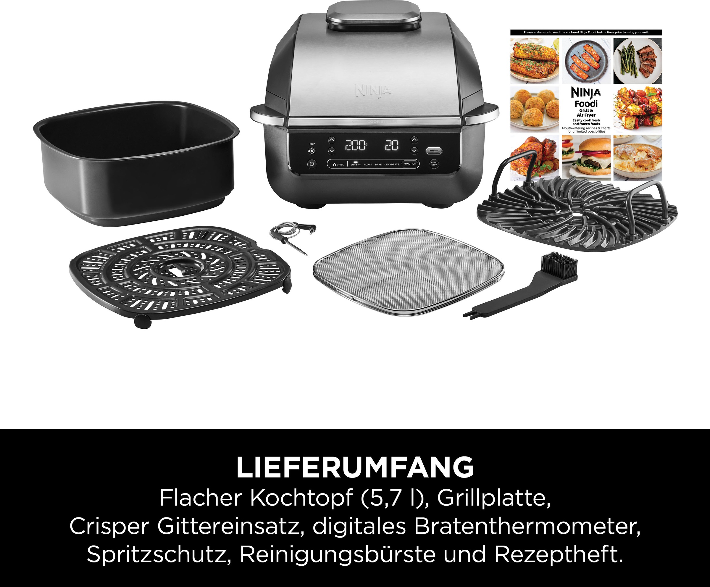NINJA Tischgrill "EG351EU", 1760 W, 5-in-1 Grill und Heißluftfritteuse günstig online kaufen