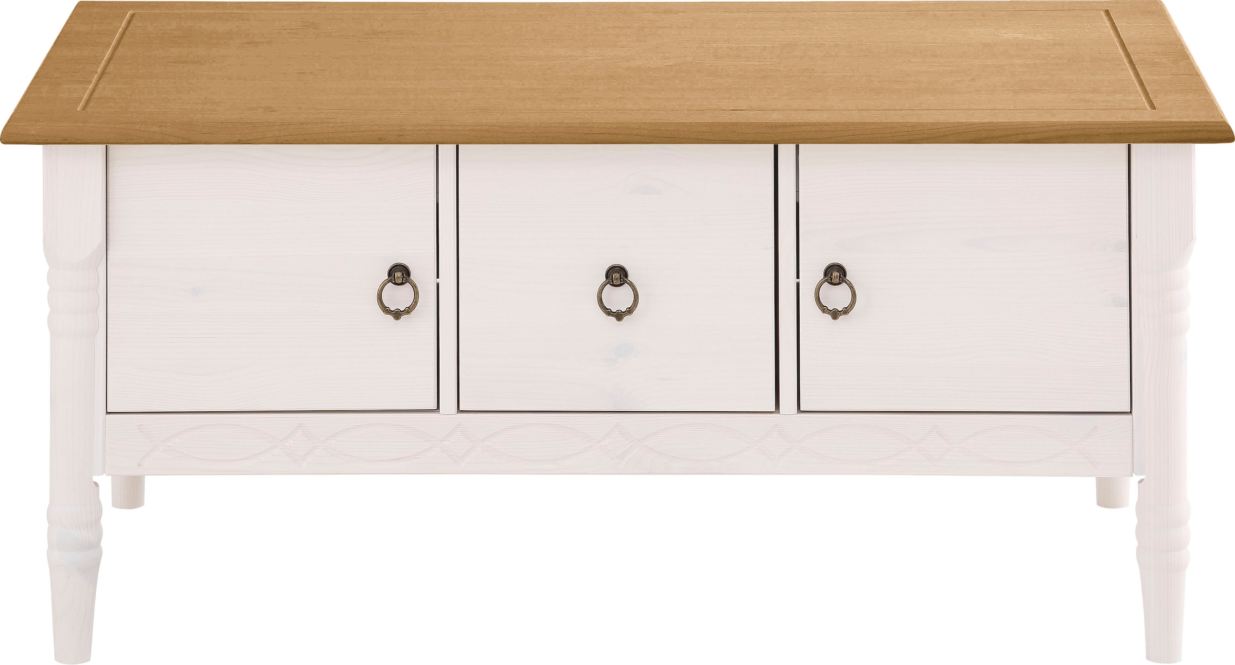 OTTO home Couchtisch "Indra" aus massiver Kiefer, FSC, mit Stauraum, dezentes Ornament