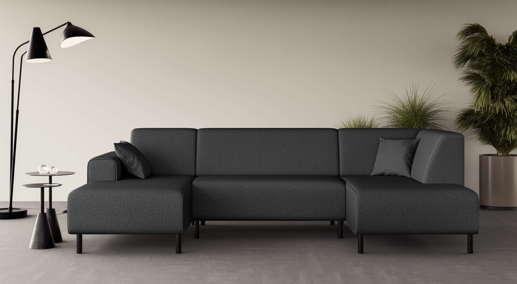 OTTO home Wohnlandschaft "ARROS U-Form mit Wellenunterfederung, Maße B/T/H: 300/163/81 cm" incl. Zierkissen, mit Recamiere links/rechts bestellbar, auch in Cord