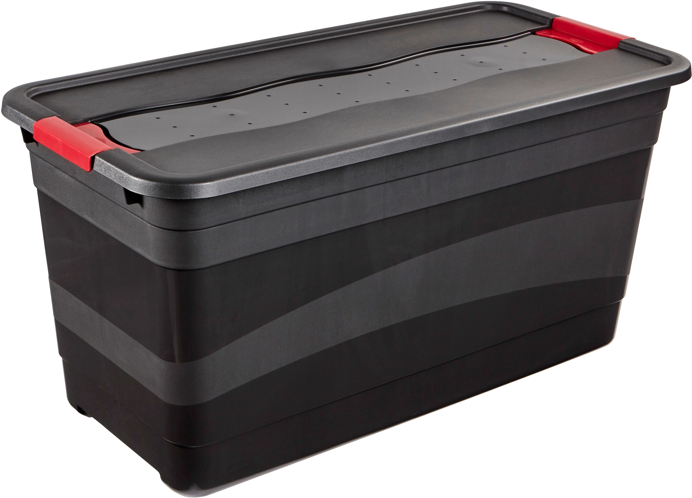 keeeper Transportbehälter »eckhart, 4er Set Transporbox, 83 L, 79,5 x 39,5 x 40 cm« 39,5 cm breit 40 cm hoch 79,5 cm lang Set, 4 Stk. tlg. seitl. Clips, Griffe am Boden, stoßfeste Seitenwände, robuster Deckel