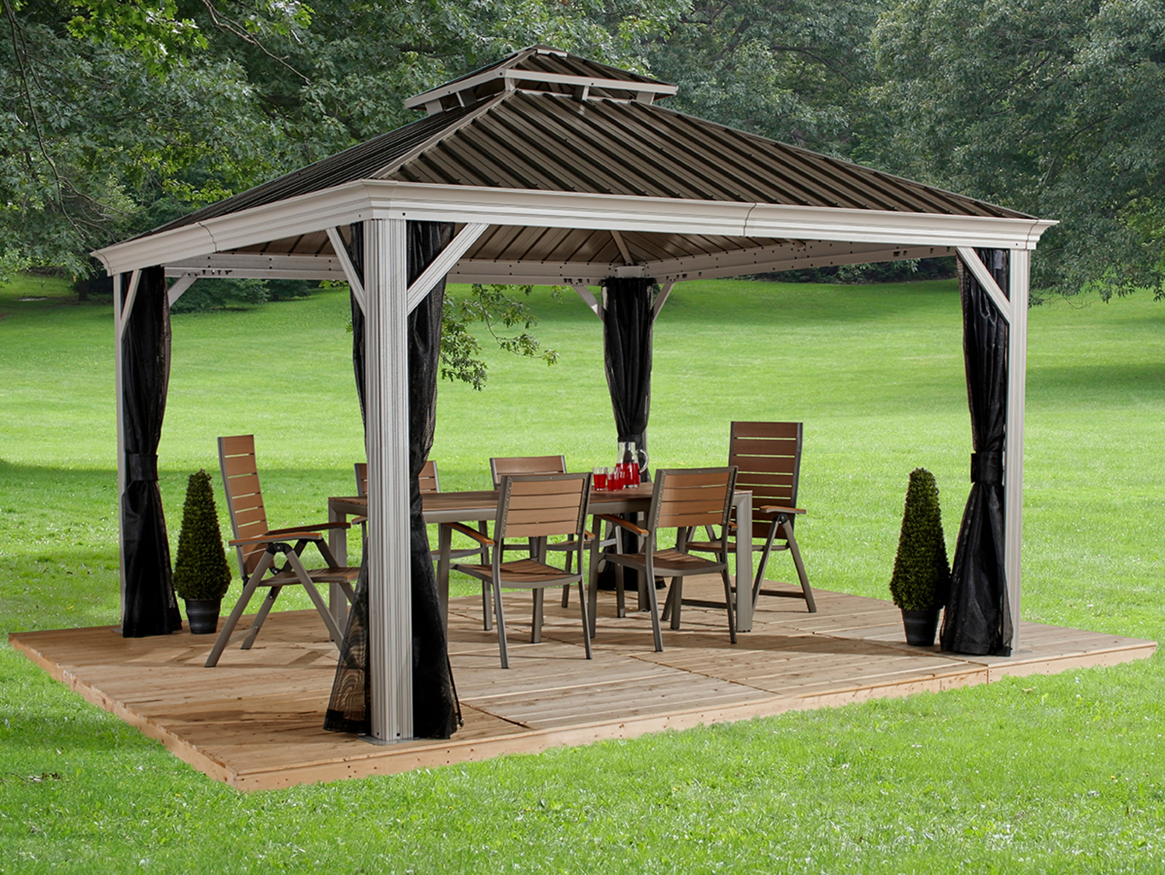 Pavillon »Gazebo Messina«, (Set), BxT: 363x483 cm, mit Moskitonetzen