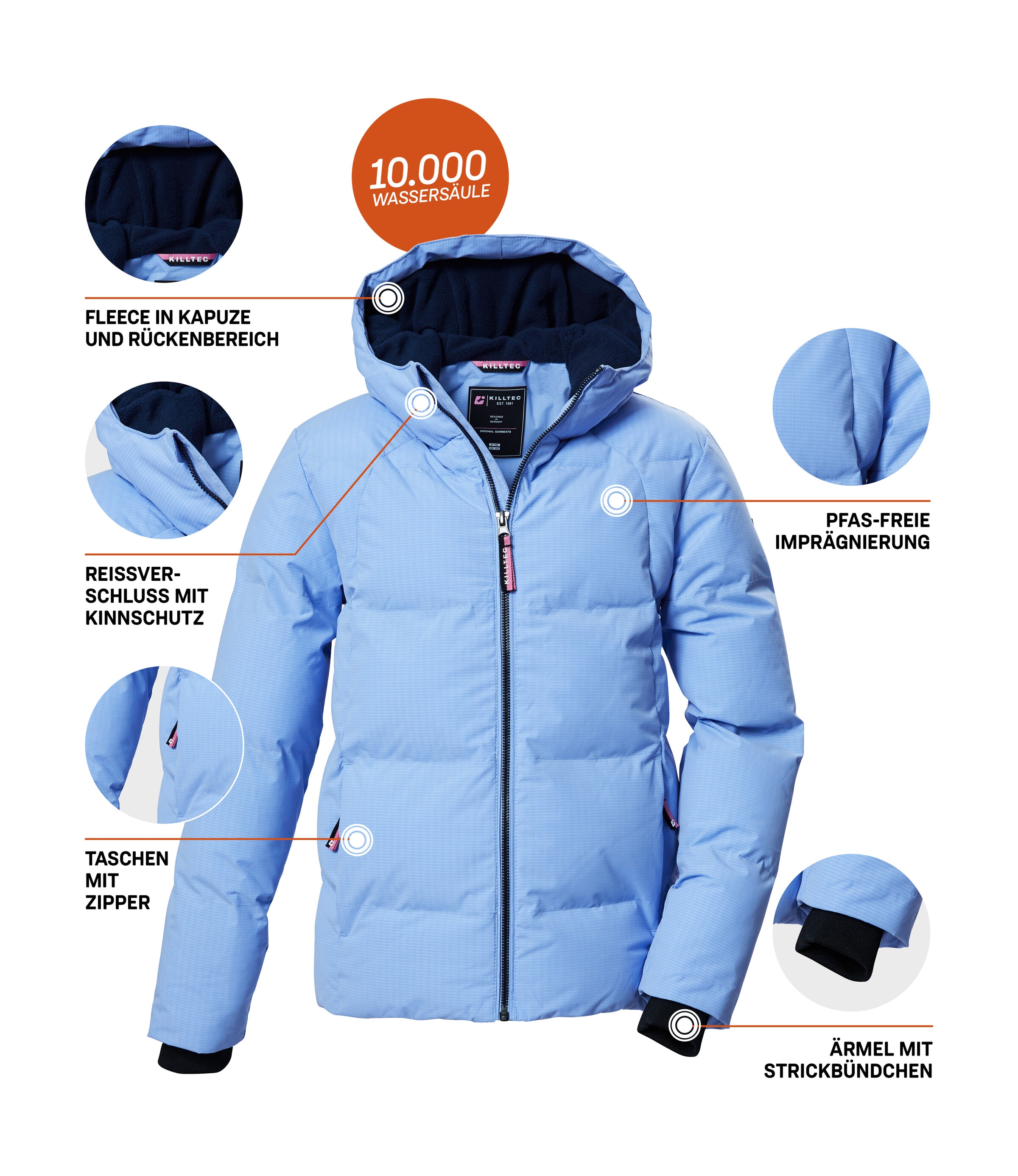 Killtec Steppjacke »KOW 357 GRLS QLTD JCKT«, Wasserabweisende Mädchenjacke mit Kapuze, atmungsaktiv, warm