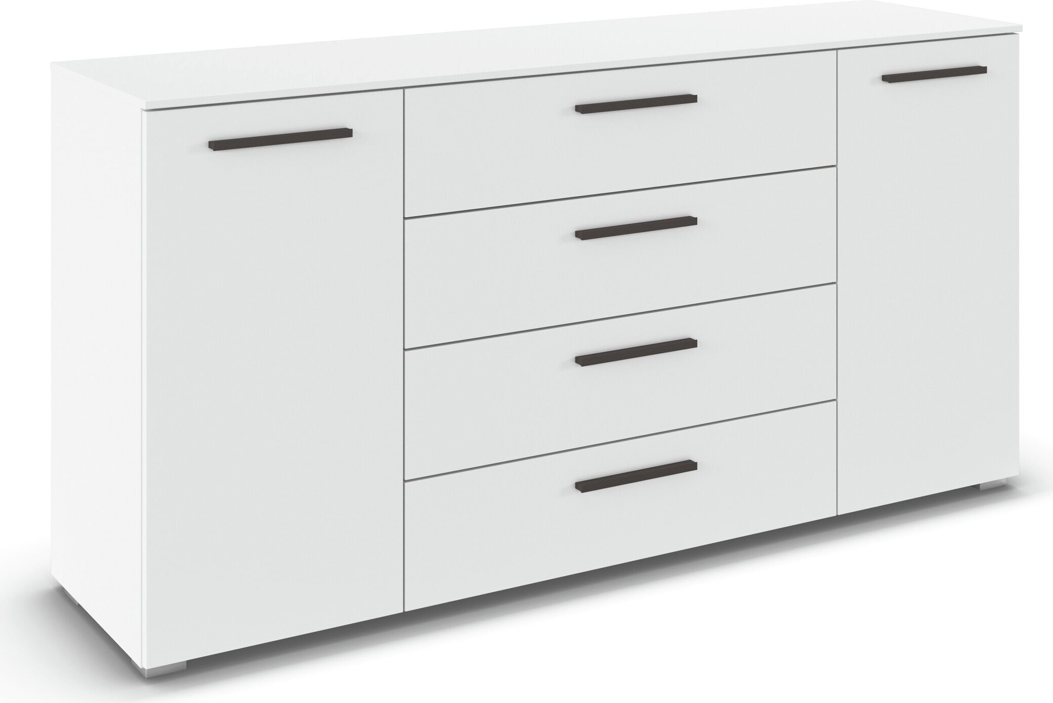rauch Kombikommode "Sideboard Schubkommode Kommode MONTCLAR Front Dekor/Hochglanz/Glas" Breite 160 / Höhe 81 cm, 2 Einlegeböden, inkl. Soft-Close-Funktion, 2-türig, 4 geräumige Schubladen, viele Griffvarianten MADE IN GERMANY