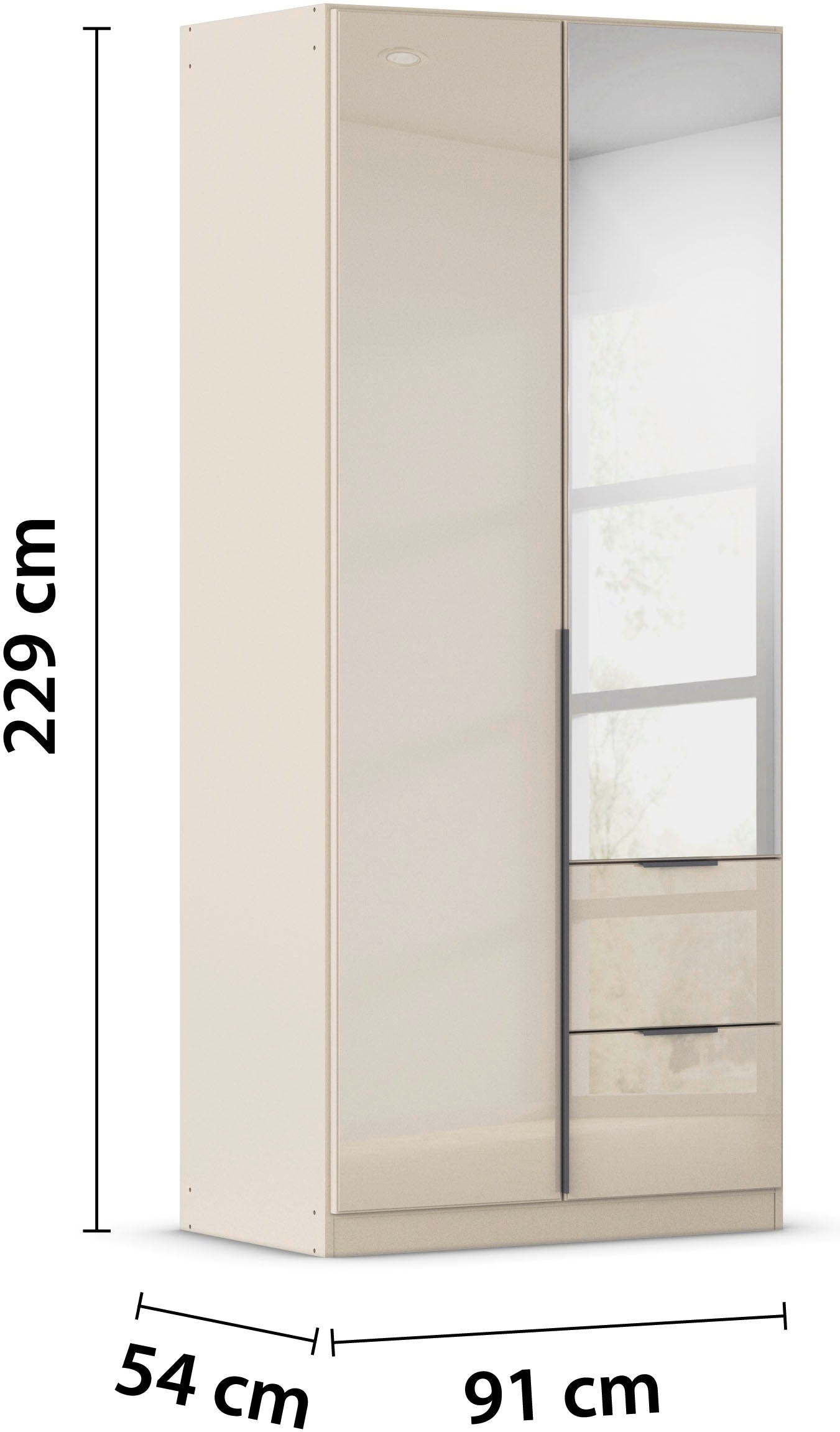 rauch Drehtürenschrank »Kleiderschrank Kleiderschränke Schrank Garderobe AGORDO mit Glasfront«, (in zwei Griff-Farben mit Glasfront), mit Außenschubkästen, in 6 Breiten und 2 Höhen MADE IN GERMANY