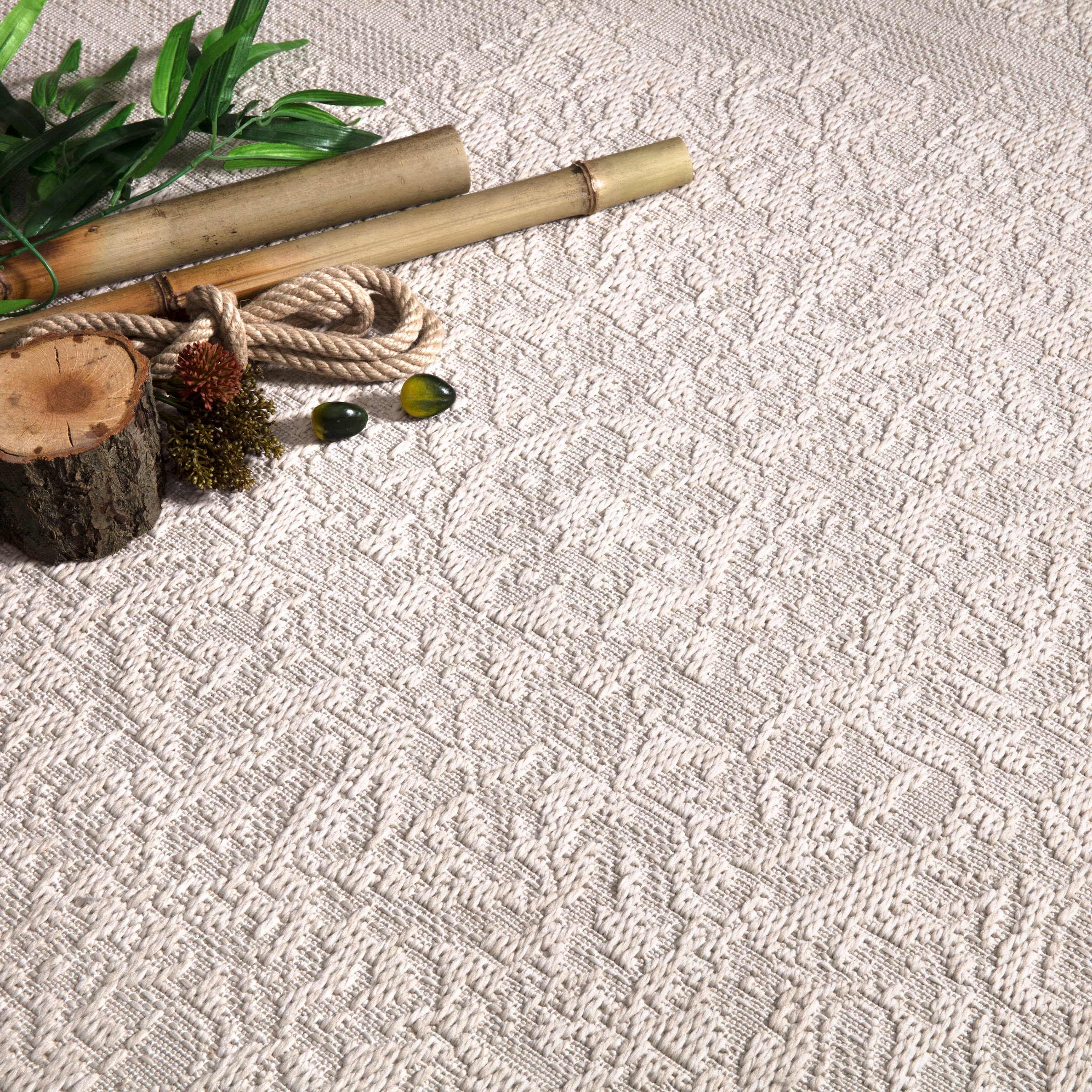 Paco Home Teppich »Rimini 412«, rechteckig, Flachgewebe, Uni Farben, Hoch-Tief Effekt, In- und Outdoor geeignet