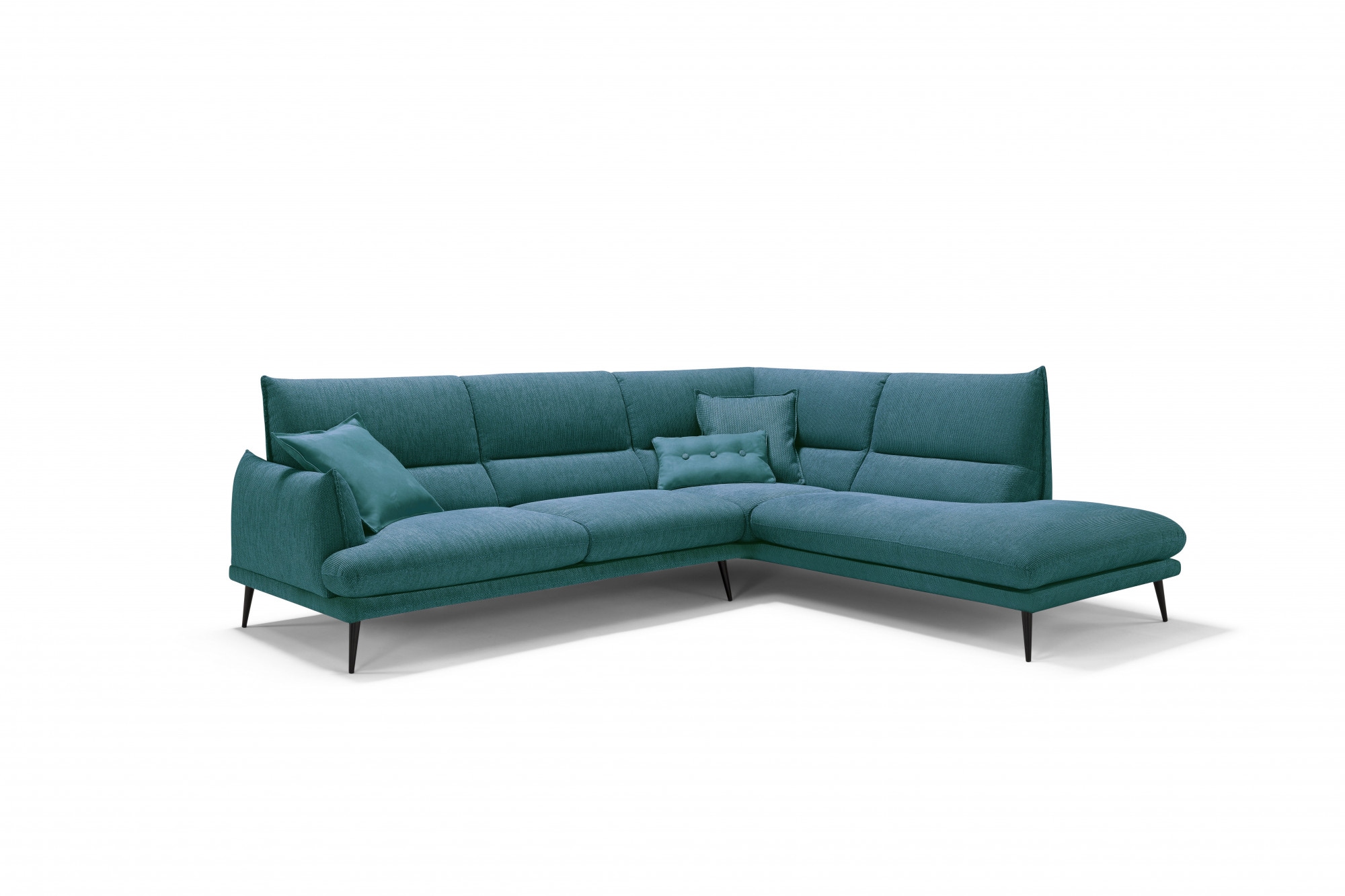 Egoitaliano Ecksofa "FUNNY, hochwertiges & aktuelles Design, bequeme Rückenlehne, L-Form" toller Sitzkomfort, hochwertiger Strukturmix-Bezug, Breite 265cm