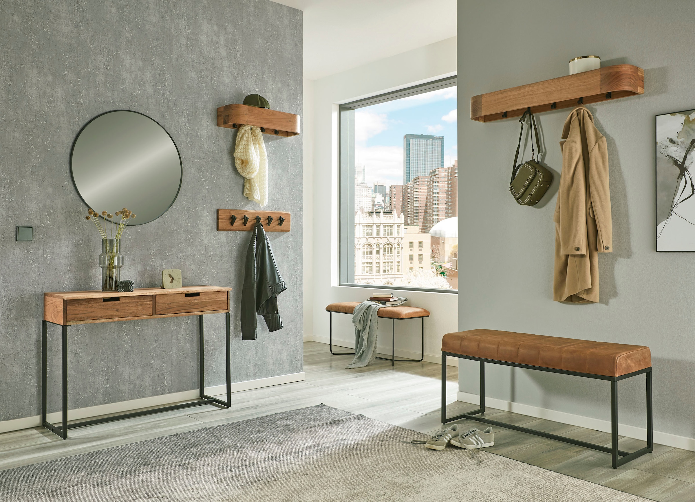 HAKU Wandgarderobe »Wandgarderobe« 1 Stk. tlg. rechteckig - aus Massivholz Braun - B/T/H 100/20/13 cm
