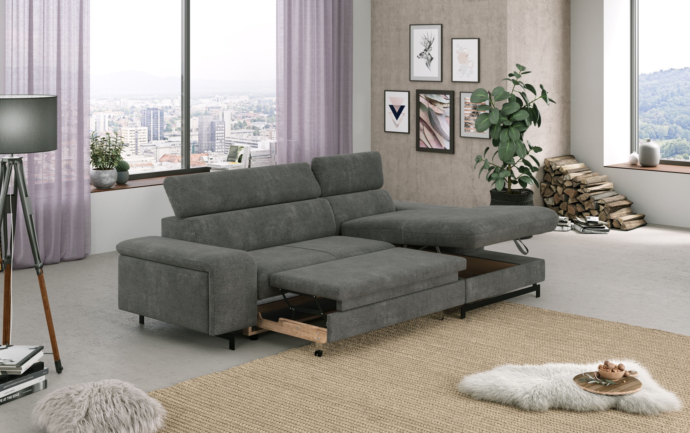 COTTA Ecksofa »Emma L-Form«, mit Kopfteilverstellung, wahlweise mit Bettfunktion & Bettkasten
