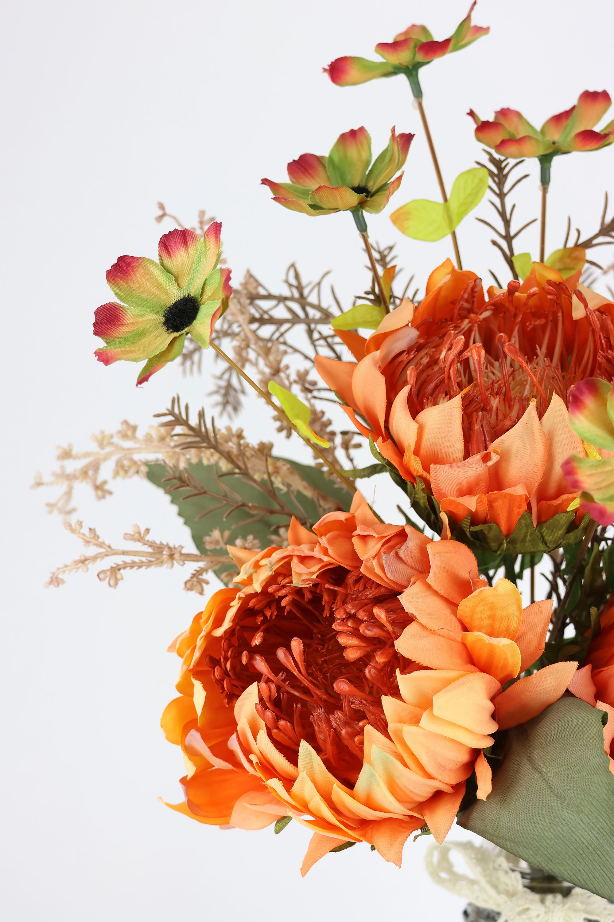 I.GE.A. Kunstblume »Protea Strauß in Vase«, Artischocken Blumensträuße Seidenblume Dekoblume Bouquet Herbstdeko