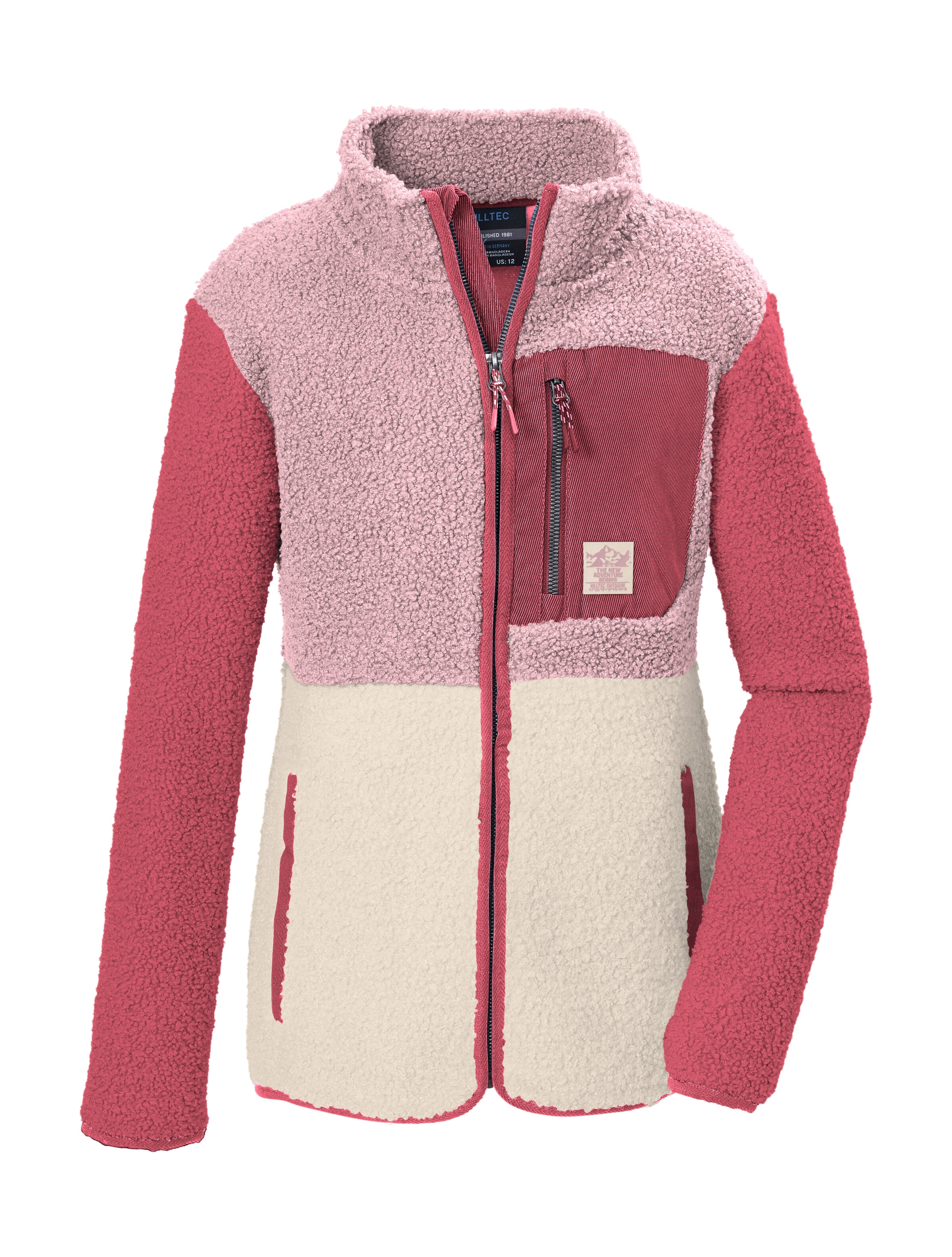 Killtec Fleecejacke "KOW 141 GRLS FLC JCKT" Weiche Sherpa Fleecejacke mit Kinnschutz und Stauraum