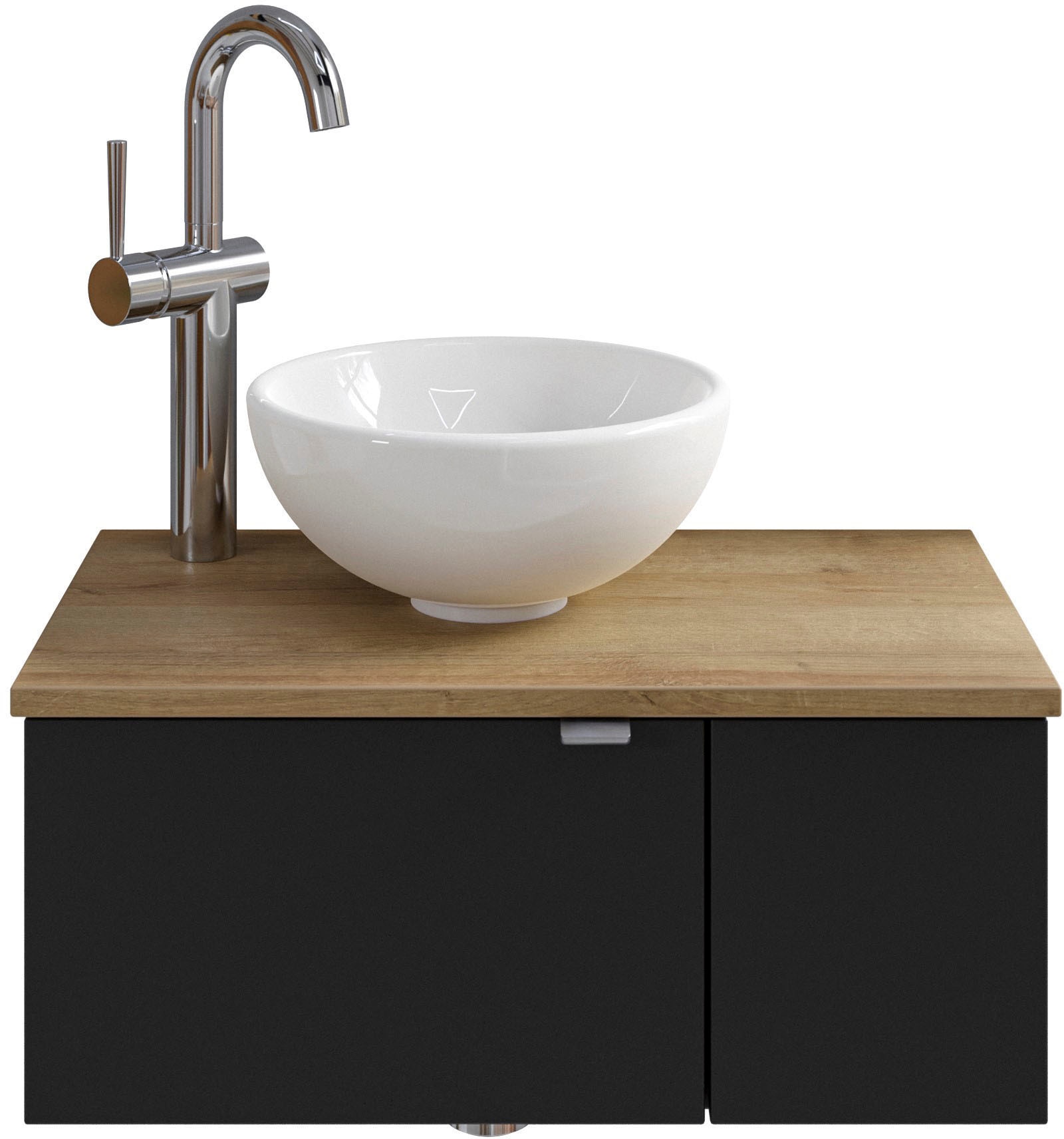 Saphir Waschtisch »Serie 6915 Waschschale mit Unterschrank für Gästebad, Gäste WC«, 61 cm breit, 2 Türen, offenes Fach, kleine Bäder, ohne Armatur