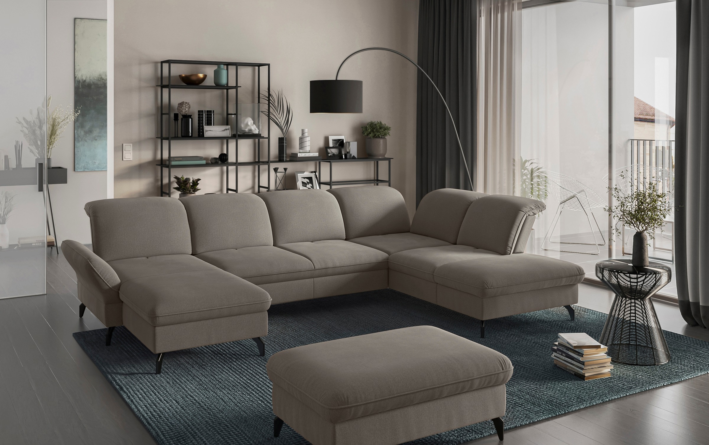 sit&more Wohnlandschaft »Leandro U-Form«, Wahlweise mit Bett-, Kopfteil - und Armlehnfunktion, sowie Bettkasten