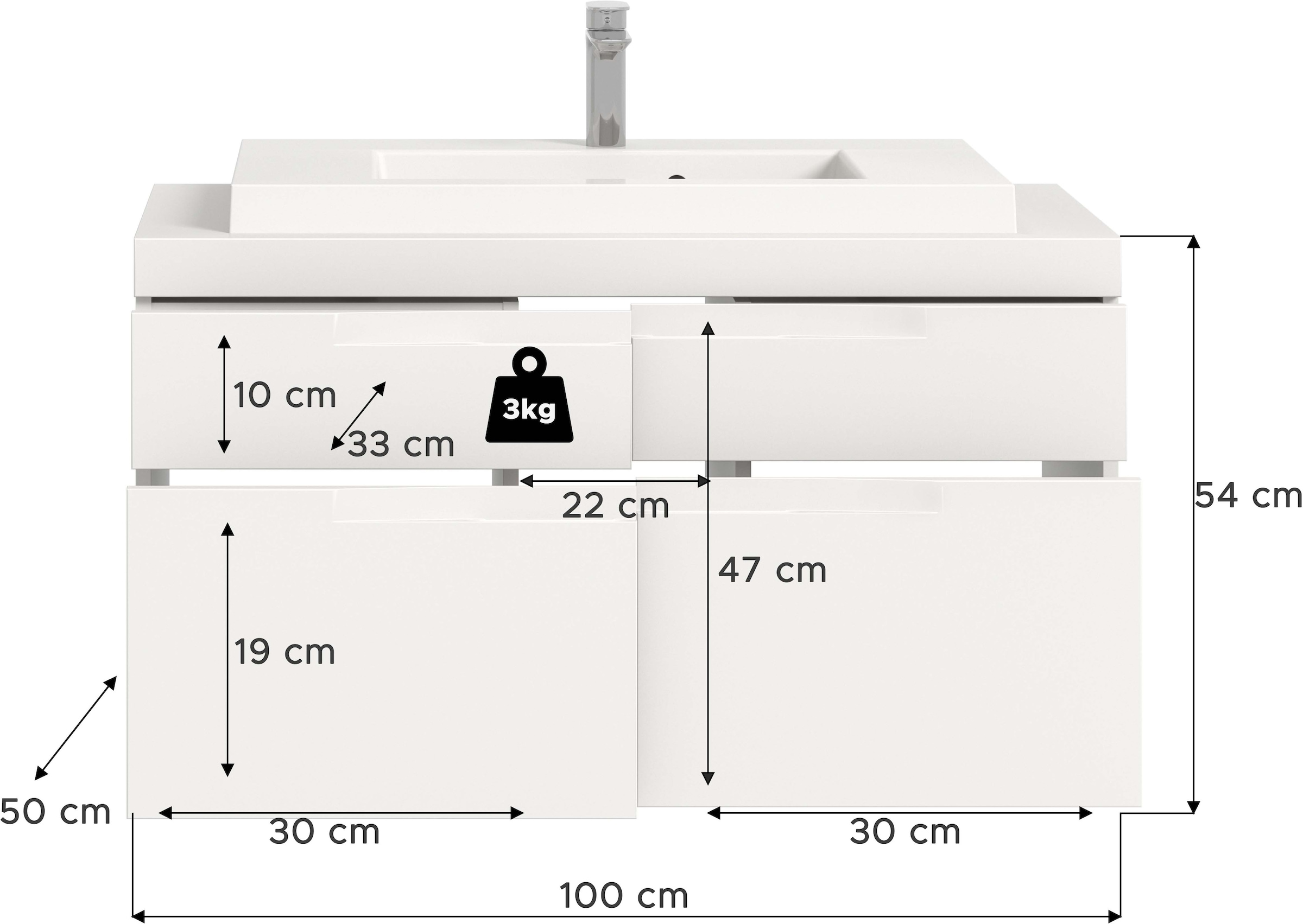 OTTO home Waschtisch »MAOI, inklusive Mineralguss-Aufsatzwaschbecken, Breite 100cm« Waschbecken, Waschbeckenschrank, Kommode, Badunterschrank