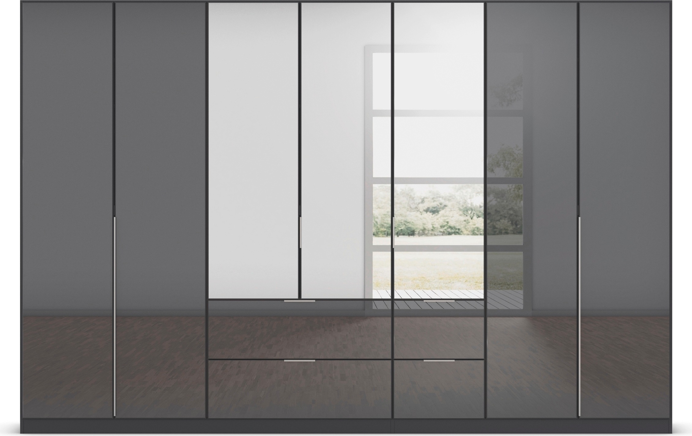 rauch Drehtürenschrank »Kleiderschrank Kleiderschränke Schrank Garderobe AGORDO mit Glasfront«, mit Außenschubkästen, in 6 Breiten und 2 Höhen MADE IN GERMANY