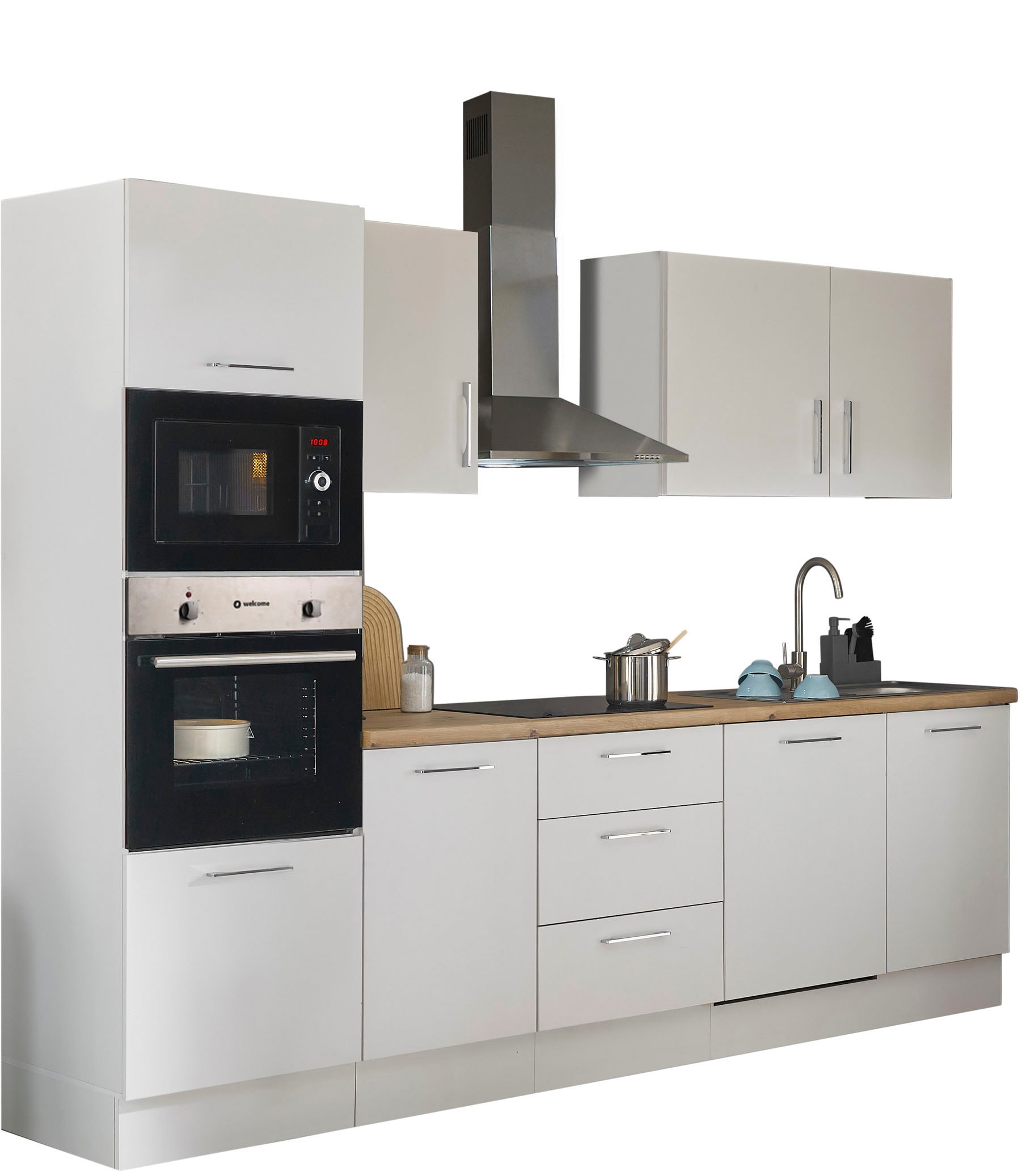 BASIC by Balculina Küchenzeile »Turin«, Breite 280 cm, wahlweise mit E-Geräten