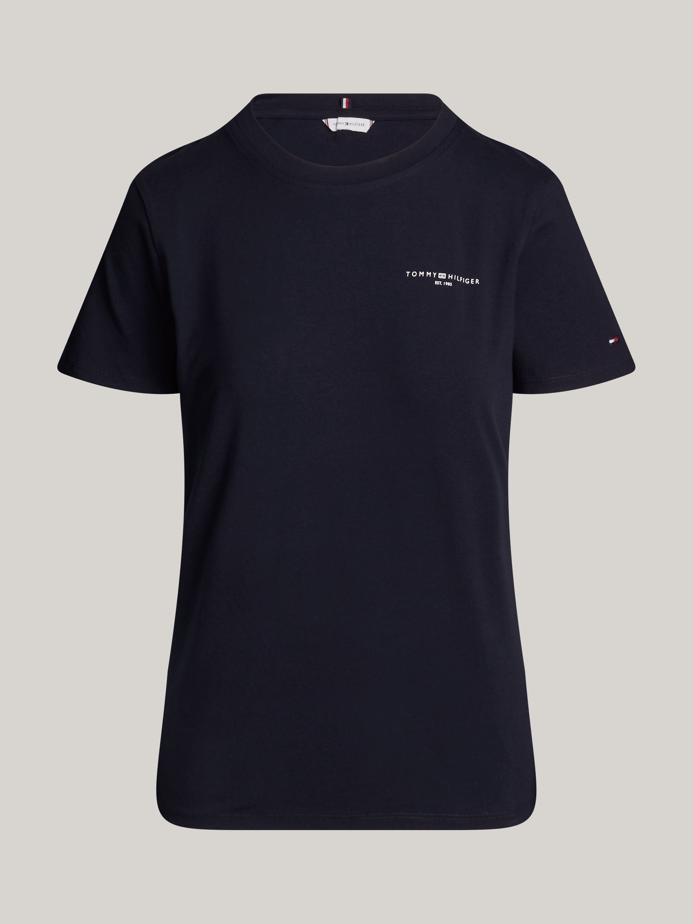 Tommy Hilfiger Rundhalsshirt »1985 REG MINI CORP LOGO C-NK SS«, mit Tommy Hilfiger Logoschriftzug und Bestickung
