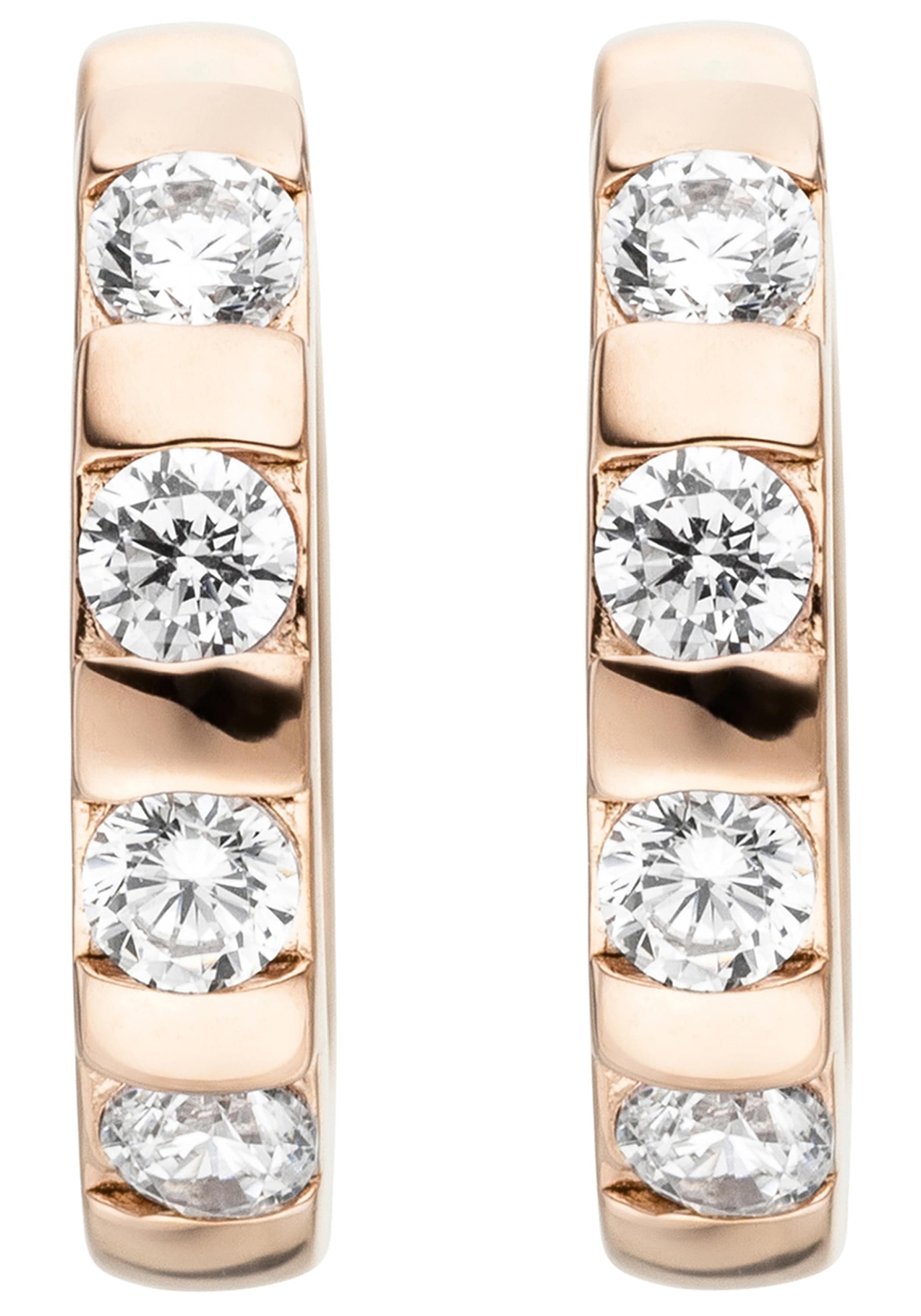 JOBO Paar Creolen »Ohrringe mit 8 Zirkonia« 925 Silber roségold vergoldet