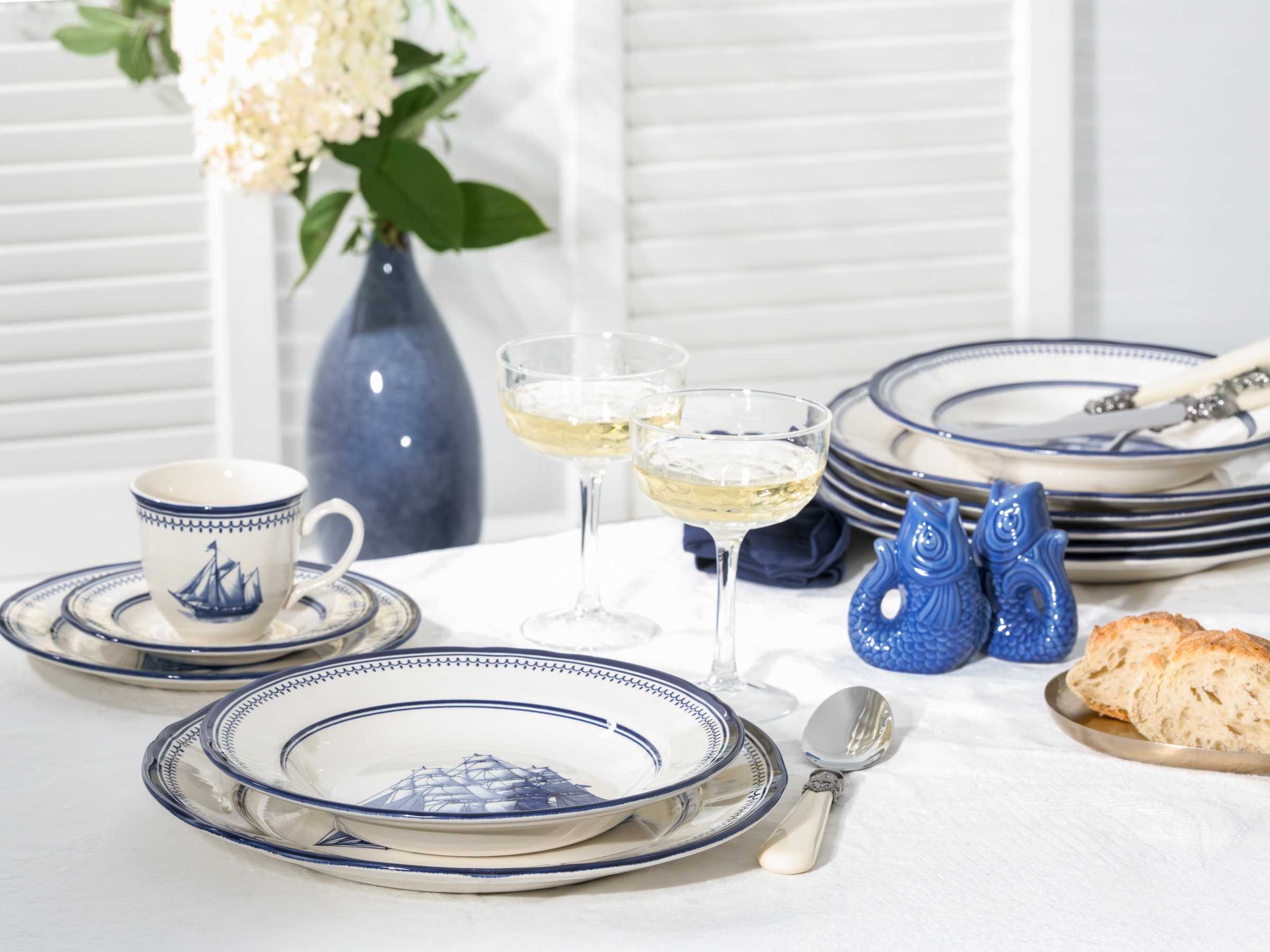 CreaTable Kombiservice »Segelschiff, Service 30-tlg.« Elegante Fahnenform, Schiffsdekor