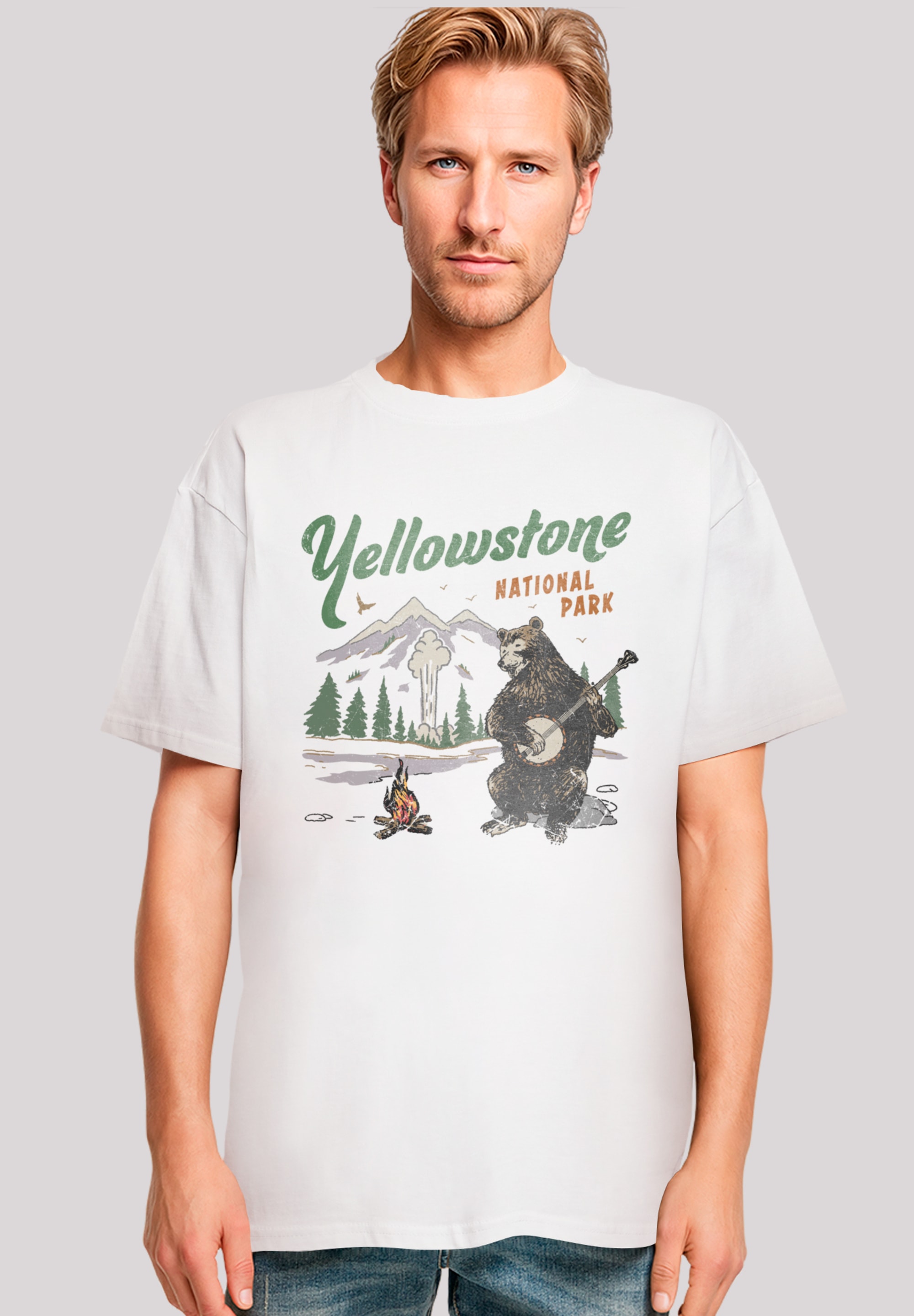 F4NT4STIC T-Shirt "US National Parks Yellowstone Bear Playing Banjo", Premi günstig online kaufen