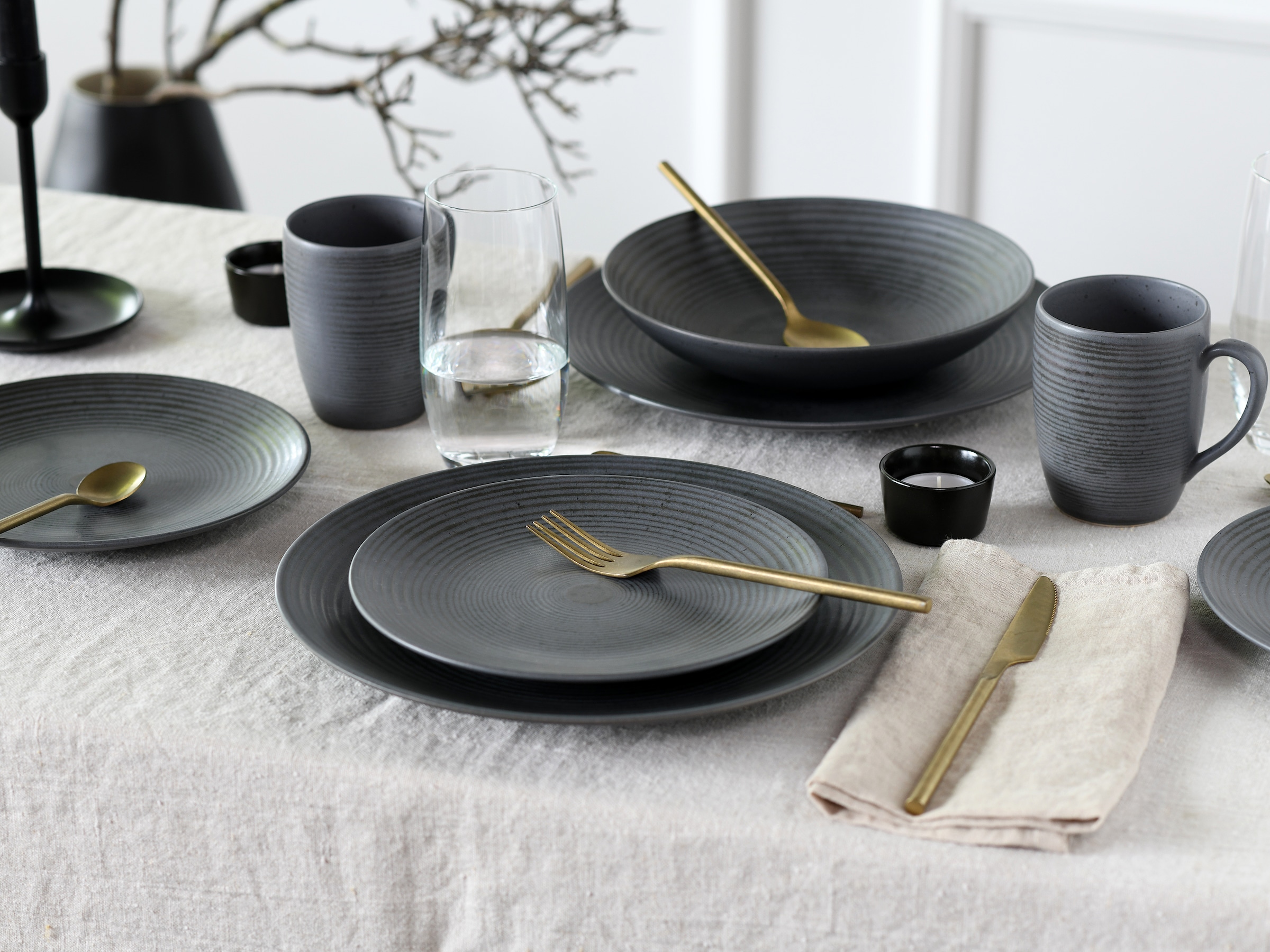 CreaTable Kombiservice »Catania, Service 16-tlg.« Italienische Eleganz, Vulkanoptik