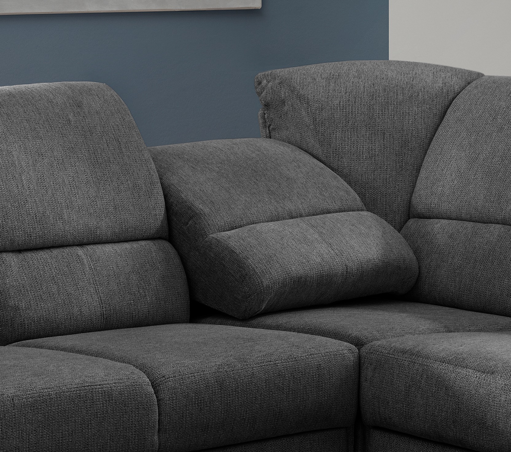 Home affaire Ecksofa »Pisa L-Form, mit Schlaffunktion, Stauraum, 2x höhenverstellbare«, Kopfstützen und Relaxfunktion im Eckelement