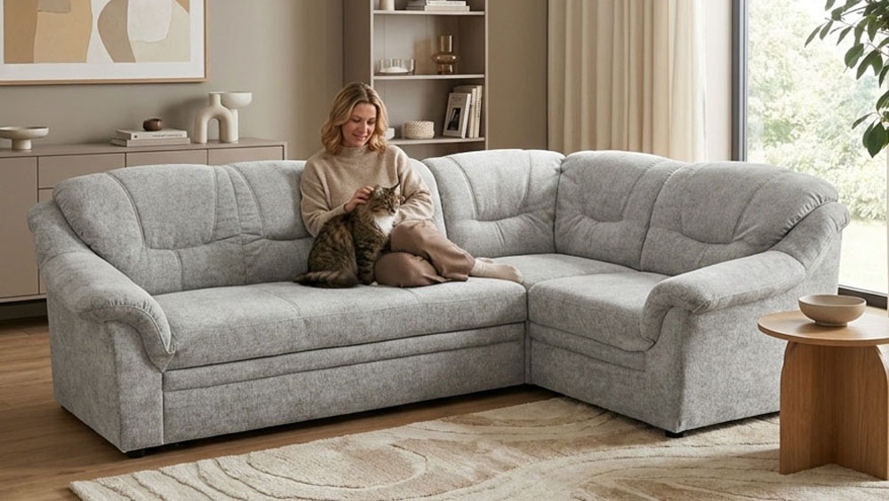 OTTO home Ecksofa "Nyborrg 234 x 185 cm, auch mit Schlaffunktion, formschön & stabil" L-Form, aus haustierfreundlichem Pet Friendly Bezug