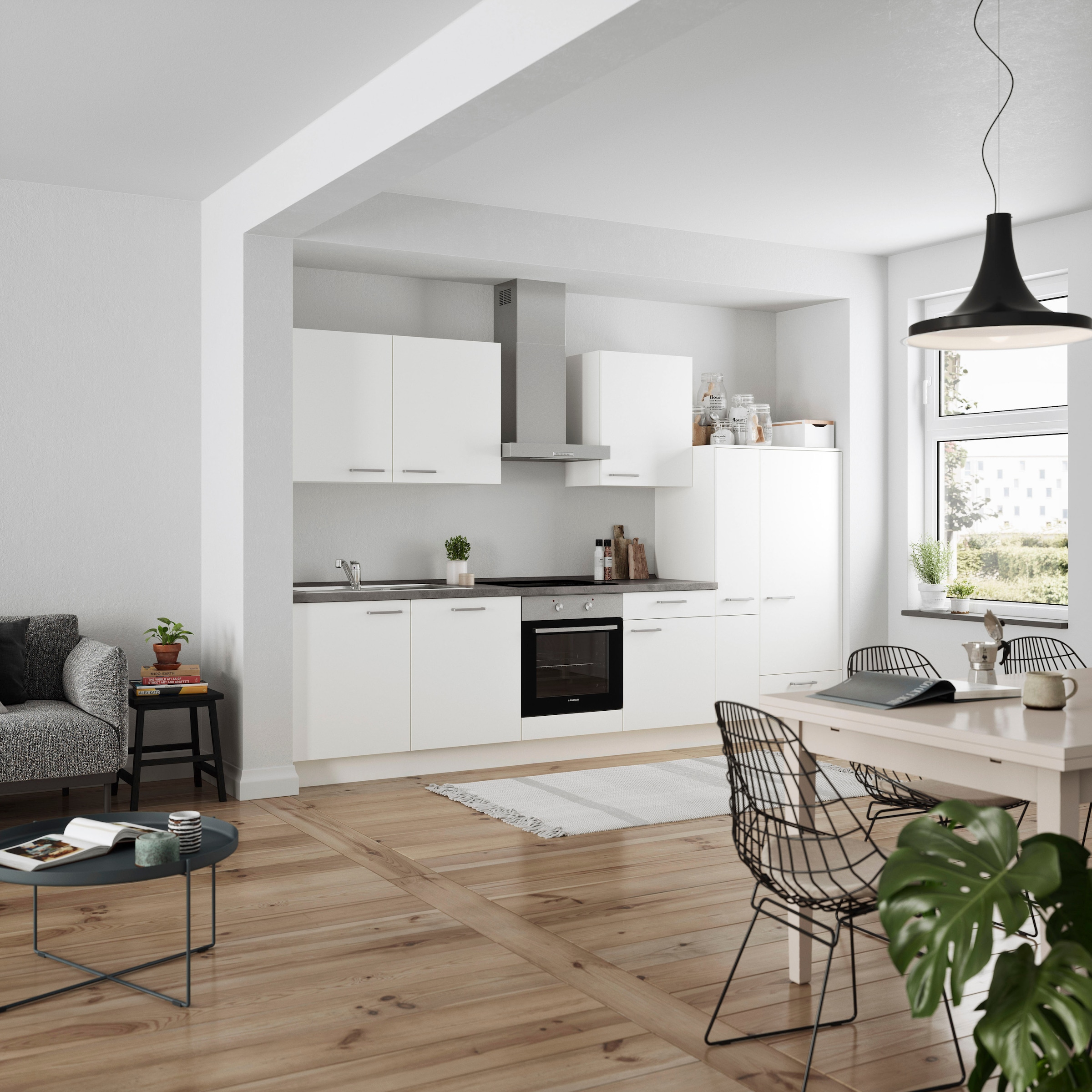nobilia® Küchenzeile »"Touch I", NEU: individuell anpassbar mit gratis Profi-Beratung« vormontiert, Breite 330 cm, Ausrichtung wählbar, wahlw. mit E-Geräten