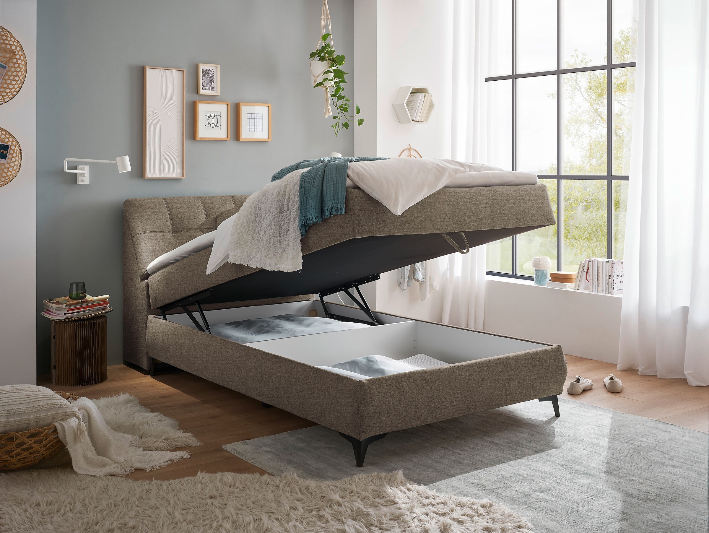 ED EXCITING DESIGN Boxbett »Atlantis« mit Bettkasten und Stauraum im Kopfteil