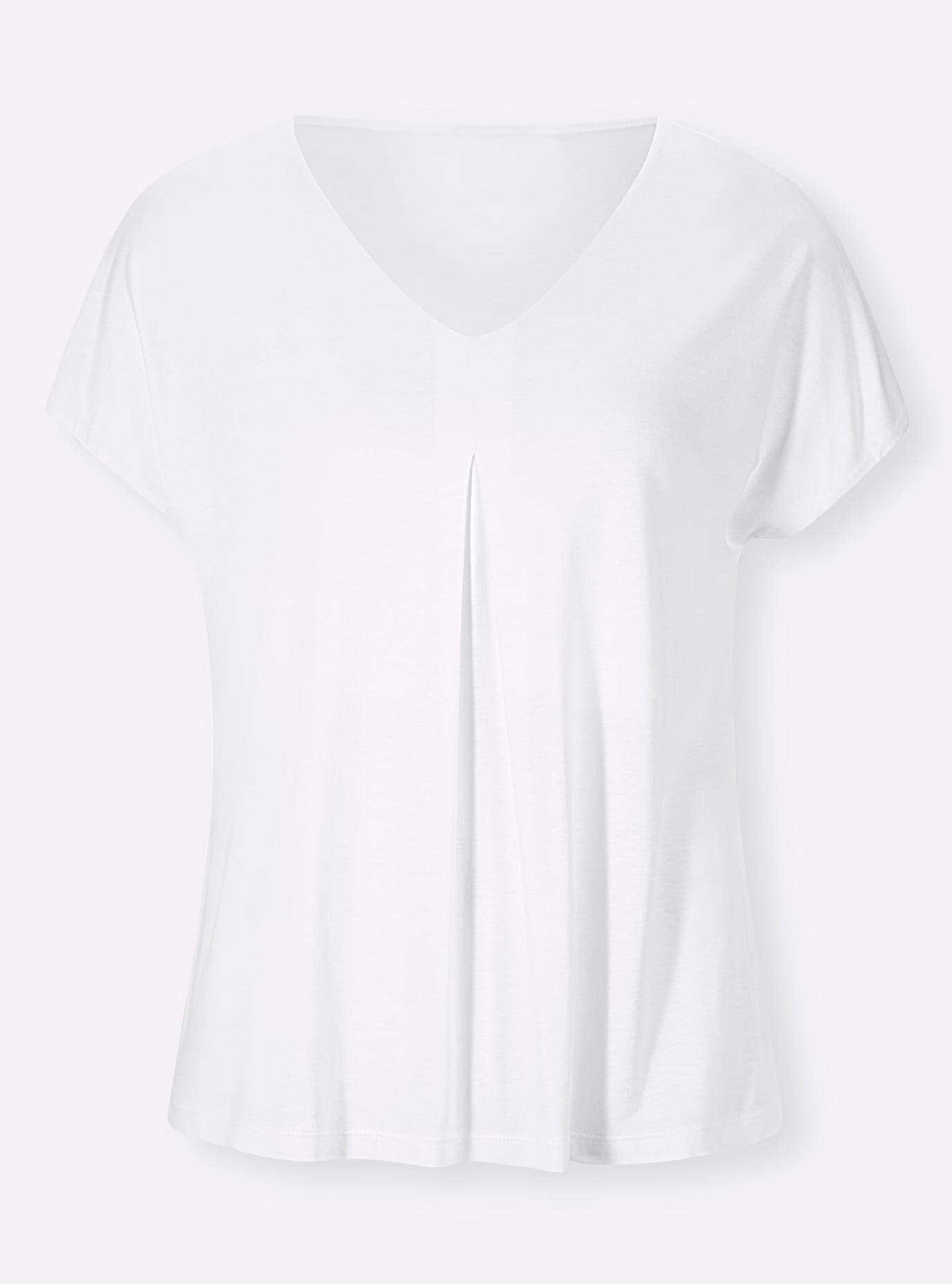 Kurzarmshirt HEINE "Shirt", Damen, Gr. 38, weiß, 100% Viskose, unifarben, V-Ausschnitt, Shirts 3