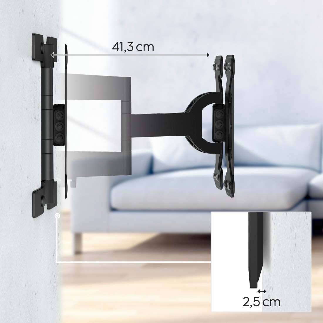 Hama TV-Wandhalterung »Halterung, schwenkbar, neigbar, extra flach von 48 - 122 cm«, bis 122 cm Zoll, (19" - 48"), max. 30 kg