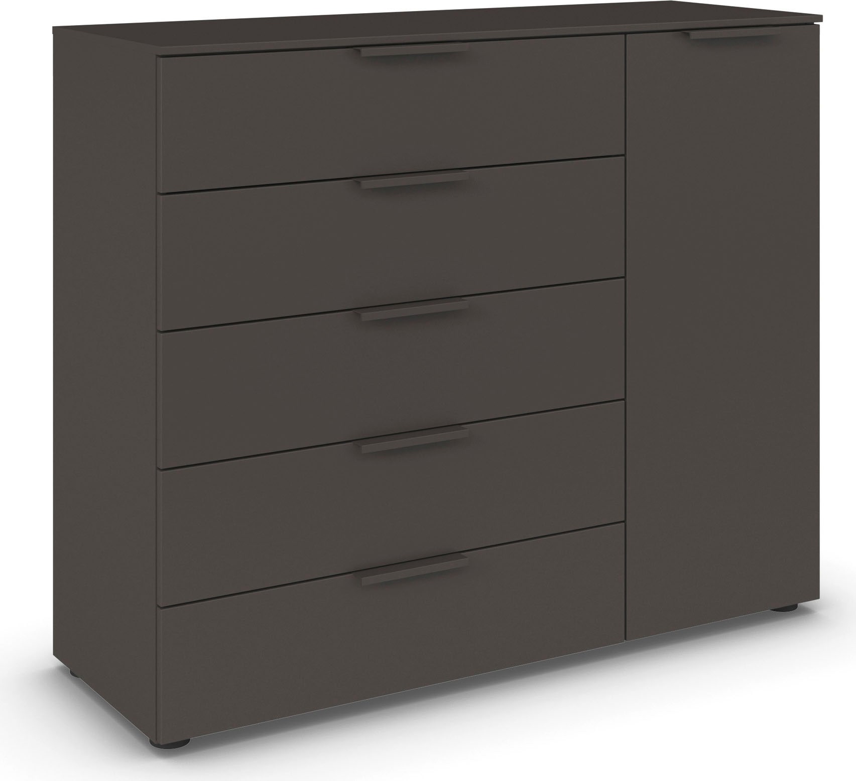 rauch Schubkastenkommode "Kommode Türkommode Sideboard Kombikommode FLIPP" Breite 120 cm mit 2 Einlegeböden, 1-türig mit 5 Schubladen und Soft-Close-Funktion