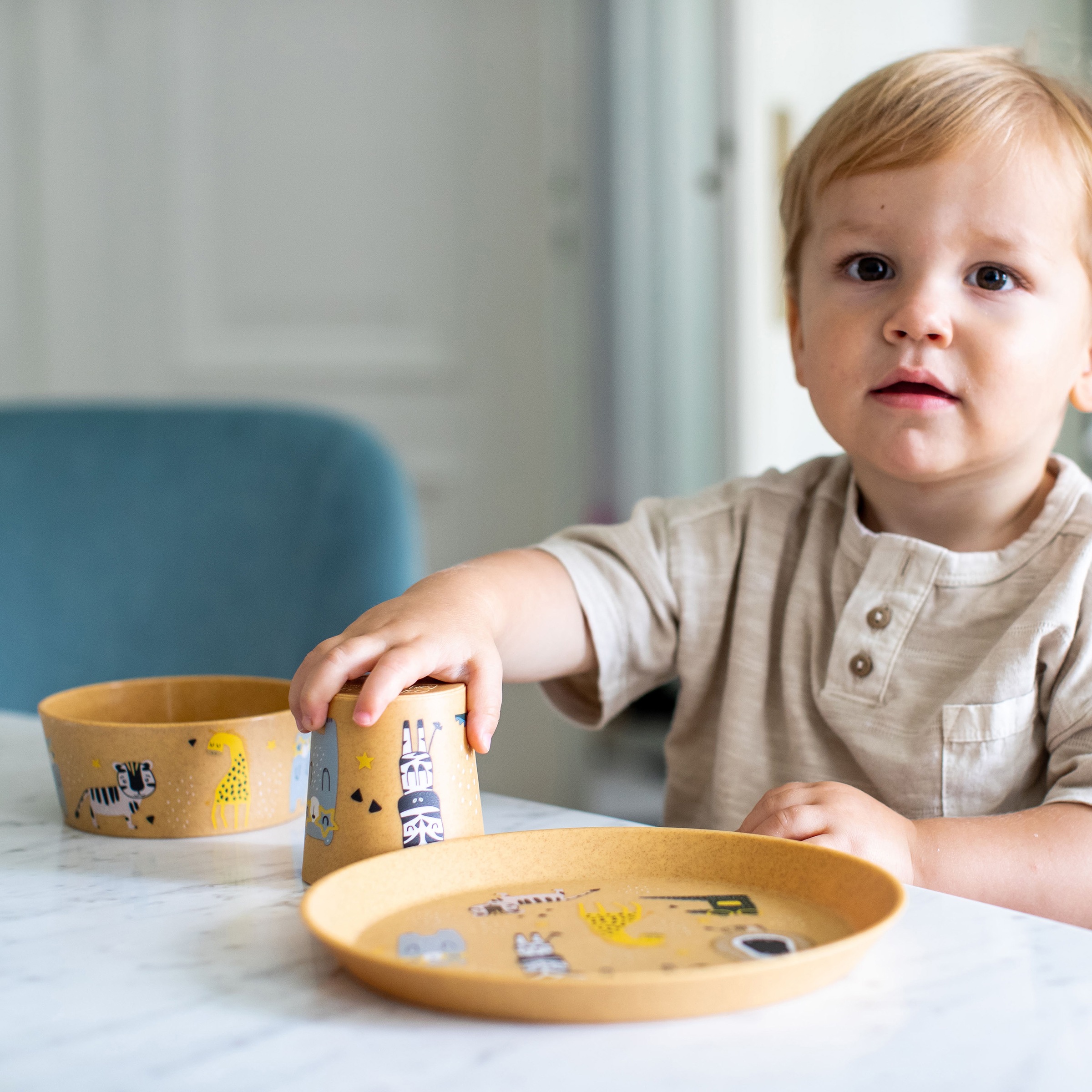 KOZIOL Kunststoffteller »CONNECT PLATE ZOO«, (Set, 4 St., 4x Kleiner Teller 205mm), 100% recycelbar,100% made in Germany, Ø 20,5 cm