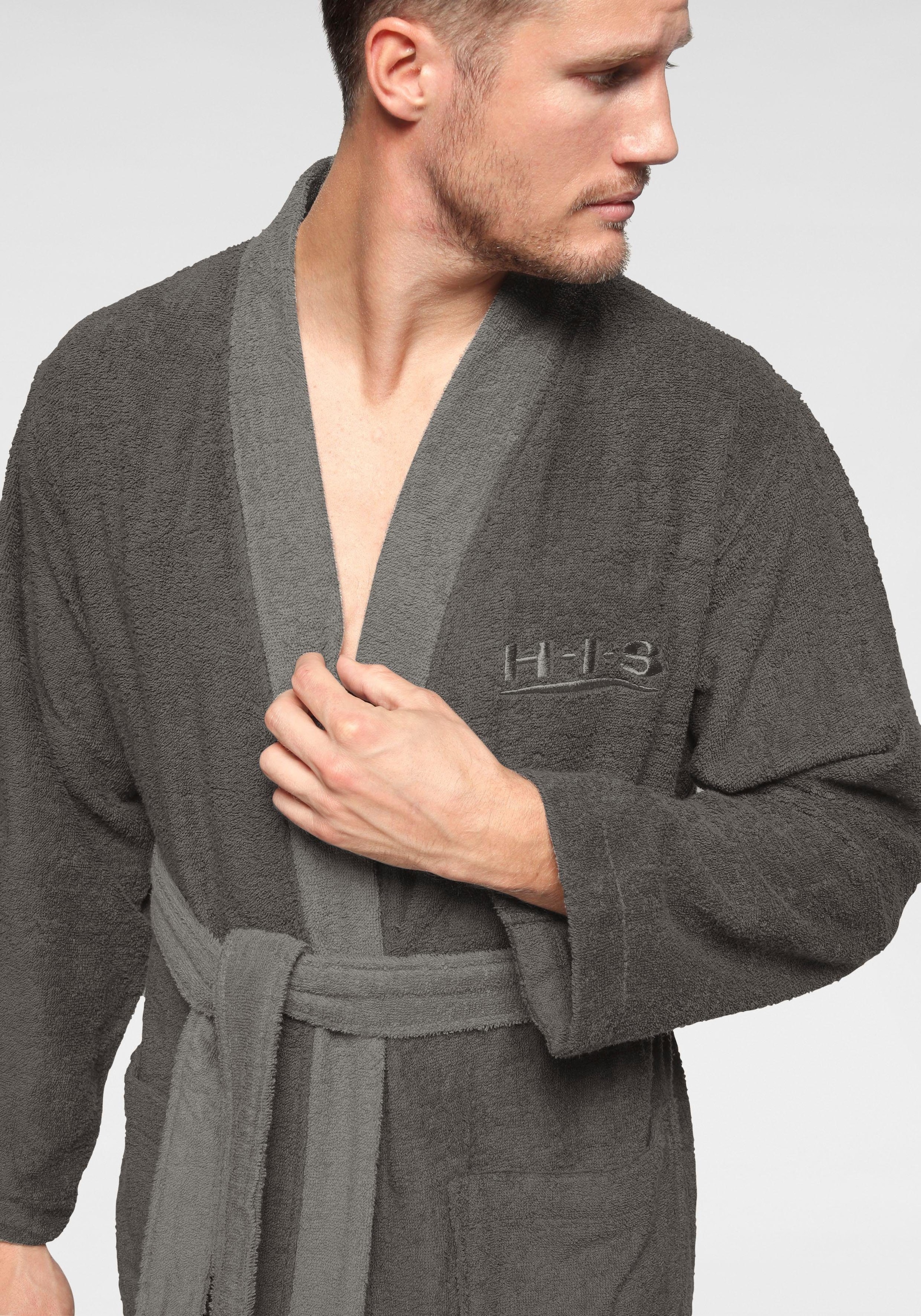 H.I.S Unisex-Bademantel »Hannes, ideal für Sauna & Spa, Hotelbademantel, Morgenmantel«, (1 St.), für Damen & Herren, lang, mit Taschen, S-3XL