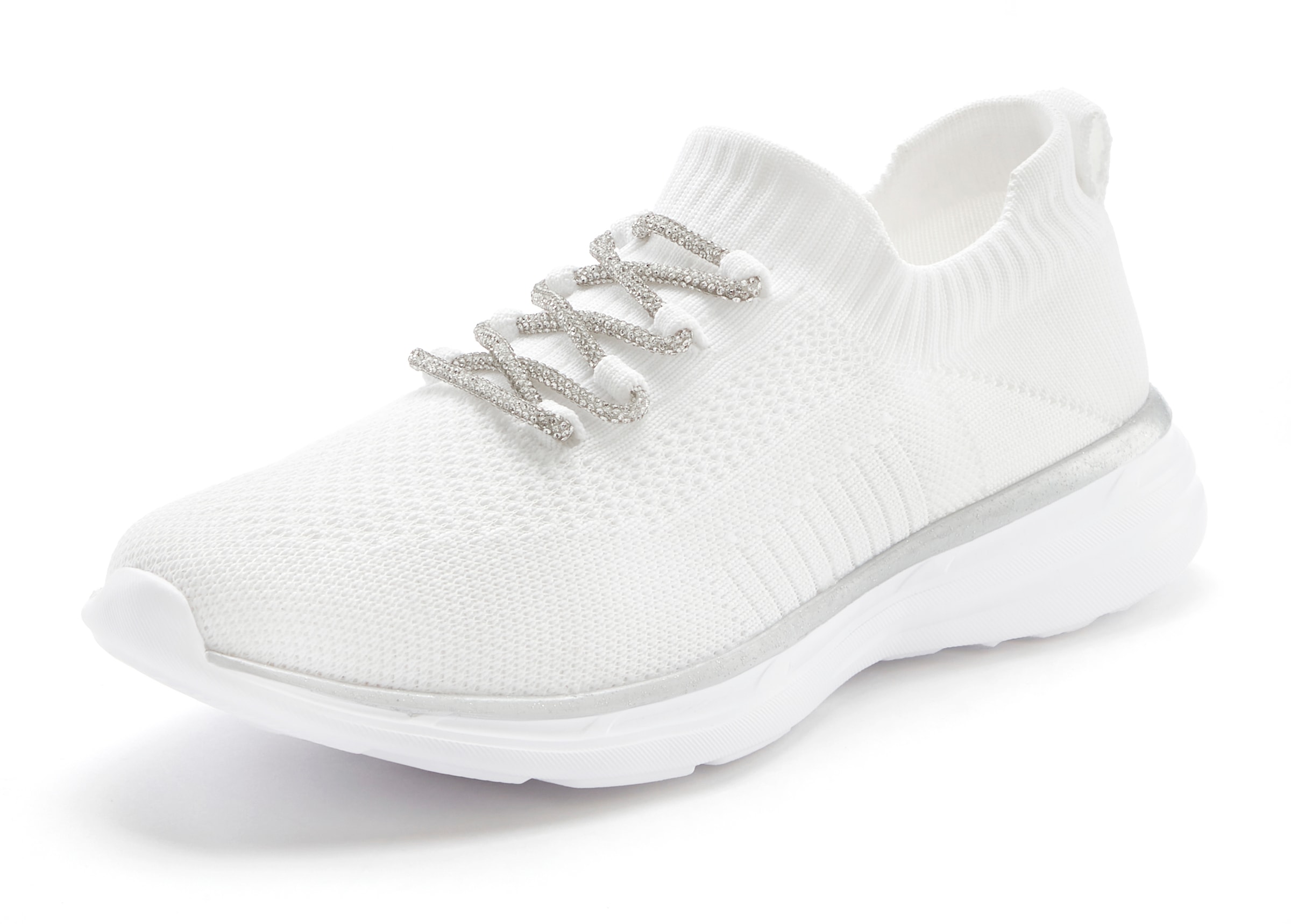LASCANA Sneaker, mit modischer Glitzerschnürung VEGAN