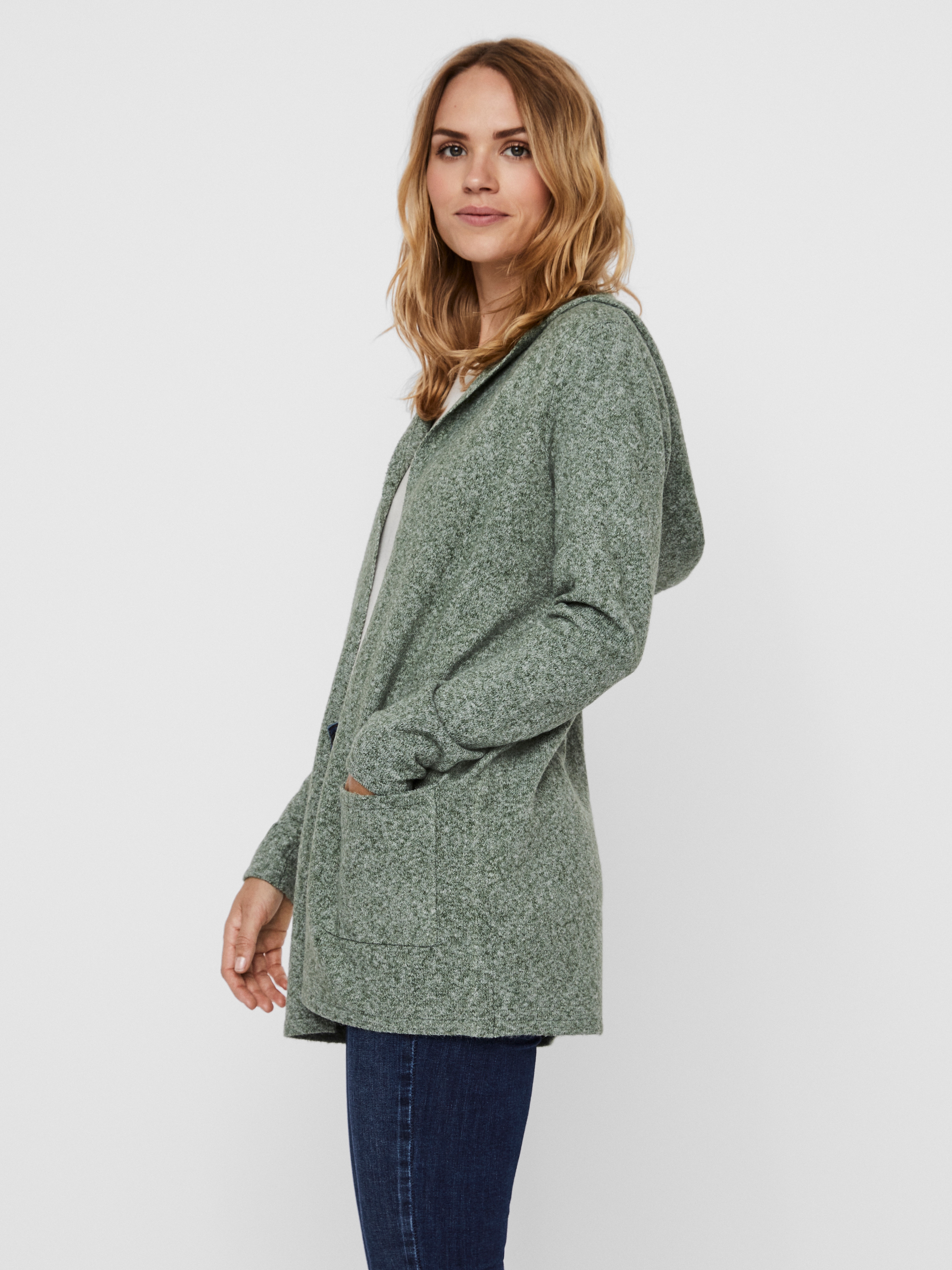 Vero Moda Strickjacke "VMDOFFY LS OPEN HOOD CARDIGAN GA NOOS" Materialmix, regular fit