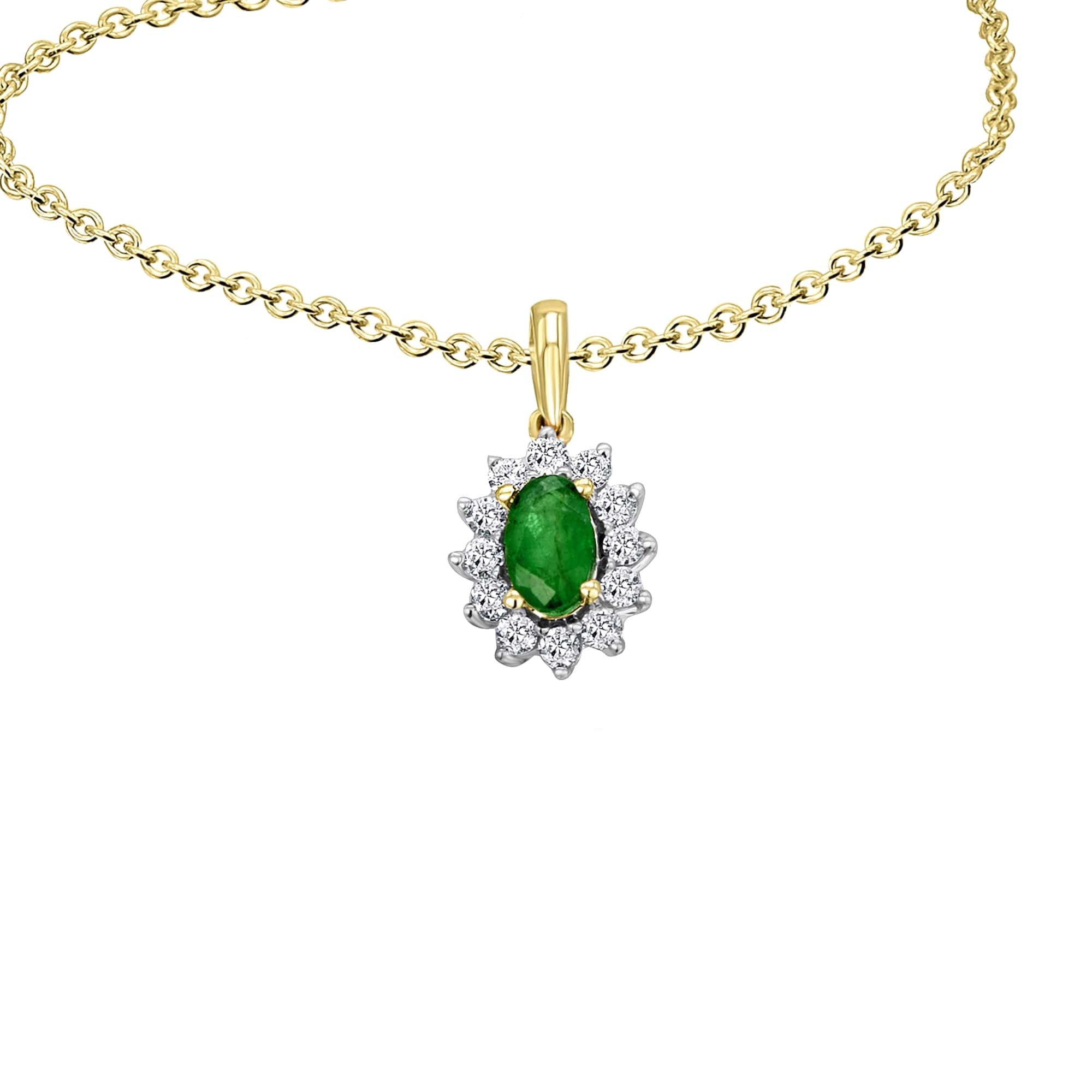 ONE ELEMENT Kettenanhänger »0,15 ct Diamant Brillant Smaragd Anhänger aus 585 Gelbgold«, Damen Gold Schmuck