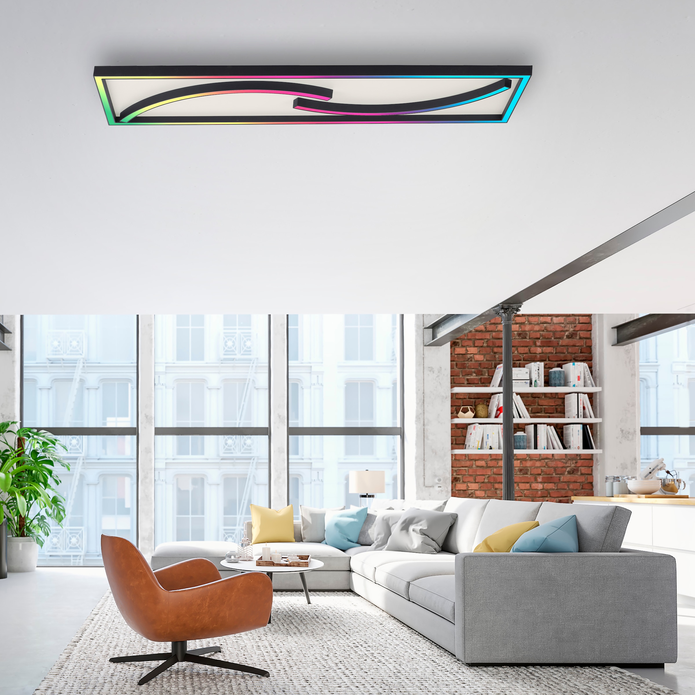 Paul Neuhaus Deckenleuchte »SERPENT«, 2 flammig, Leuchtmittel LED-Board-LED-Board | LED fest integriert-LED fest integriert, LED, CCT - über Fernbedienung, RGB-Rainbow, dimmbar, Funk inkl.
