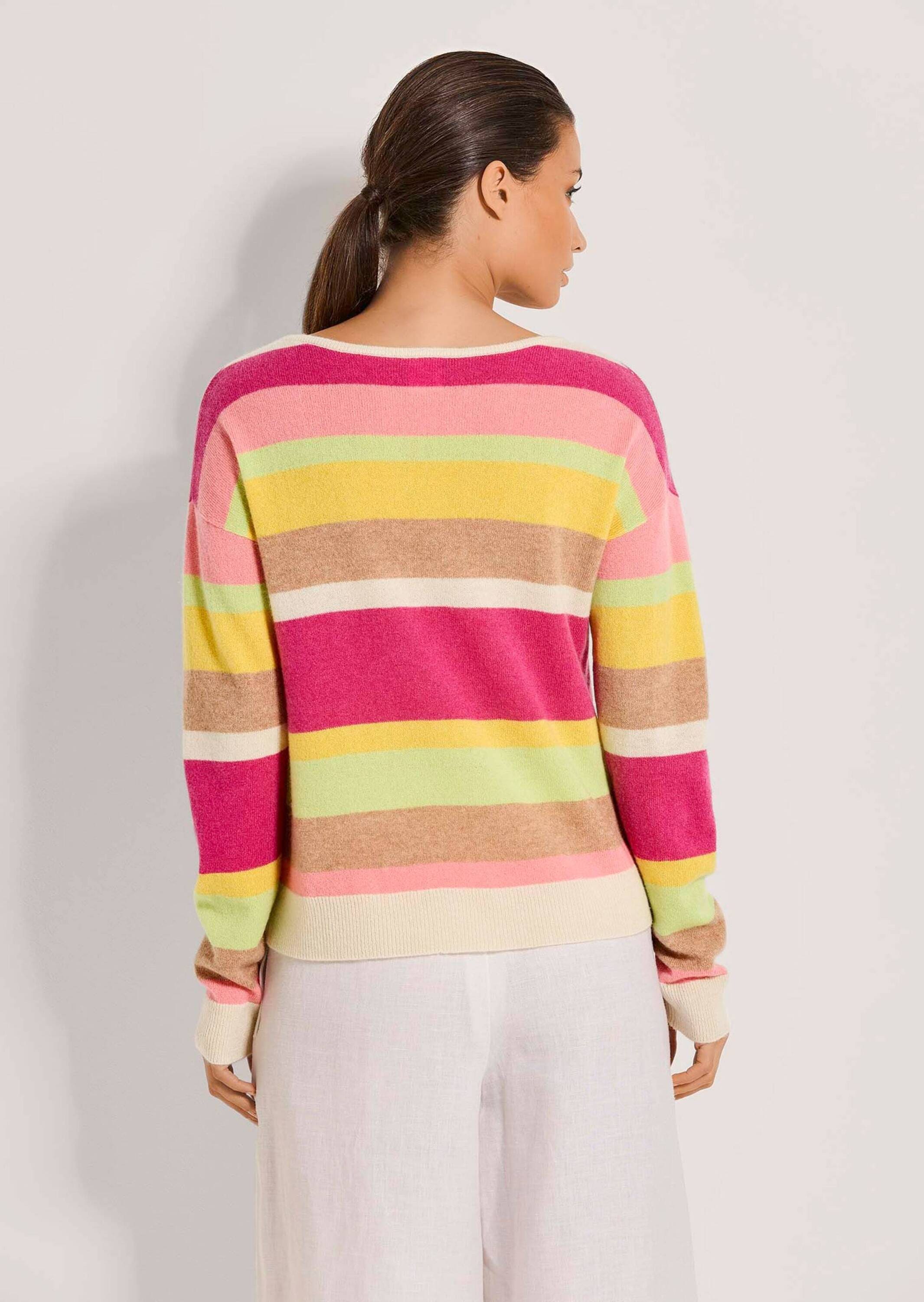 MADELEINE Longpullover »Pullover Kaschmir-Pullover mit Streifen«